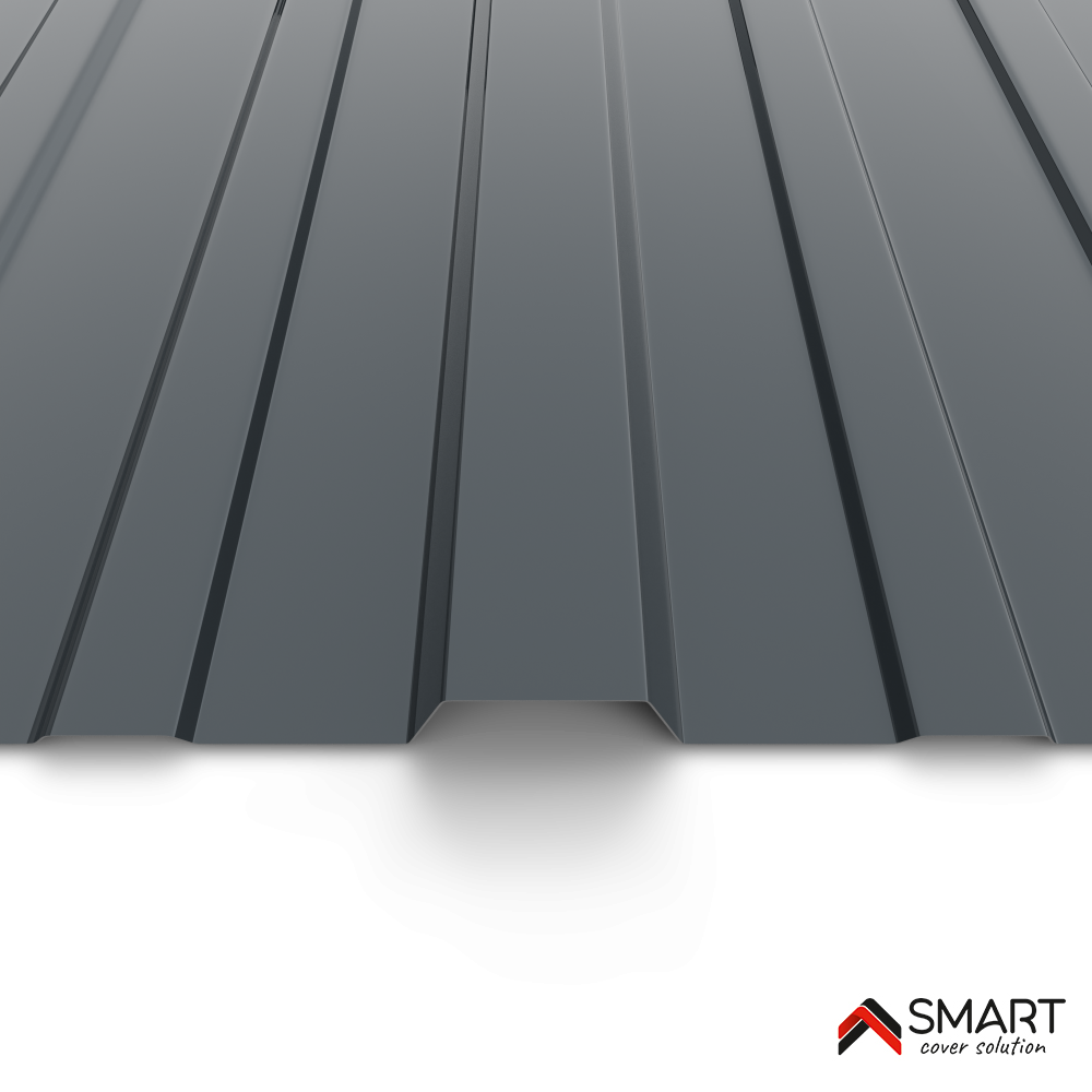 Plaque de couverture, nervuré , gris, l.89 x L.200 cm, H.25 mm, Ep.0.5 mm - 5
