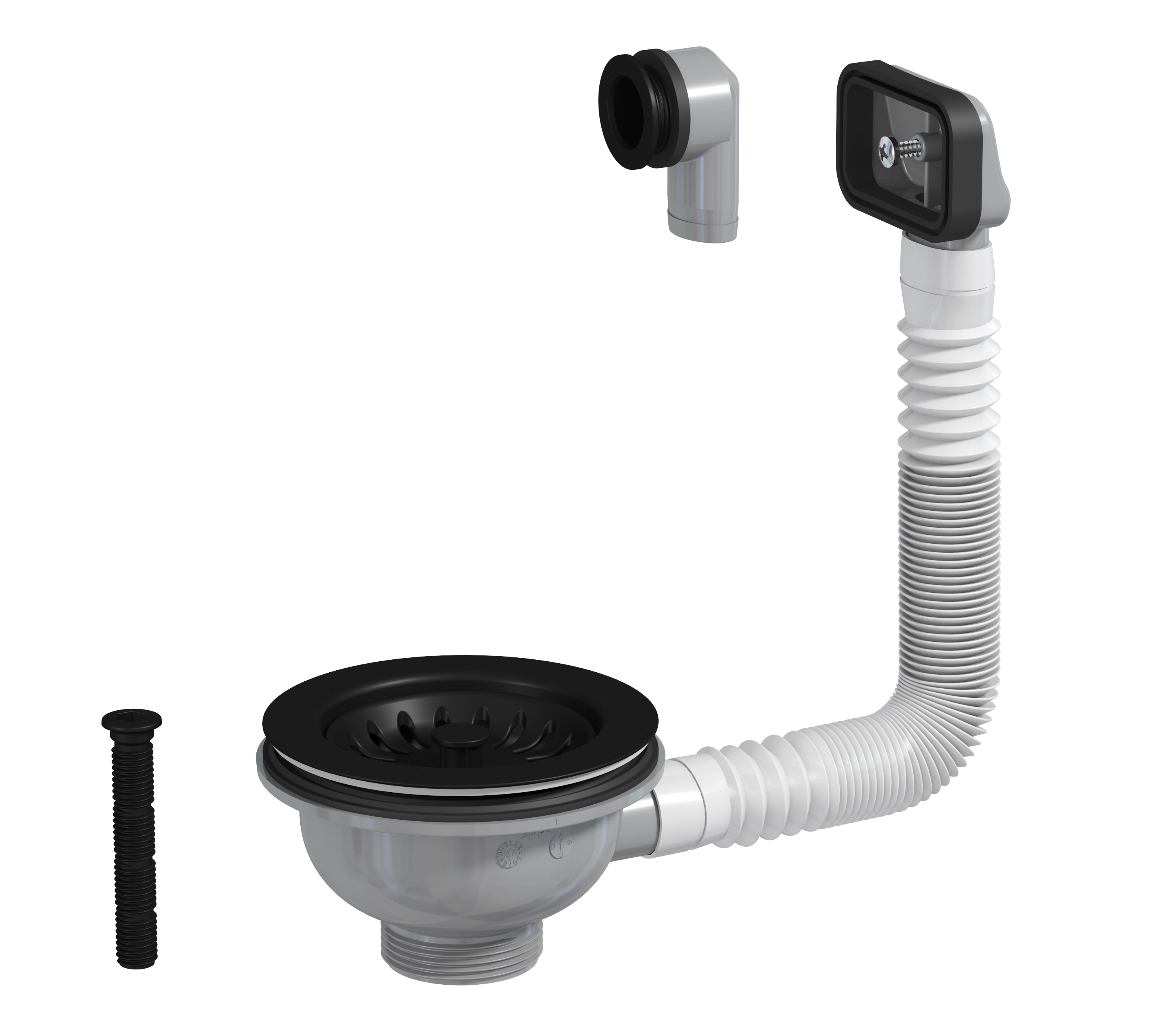 Válvula de fregadero negra equation con rebosadero redondo/cuadrado d115