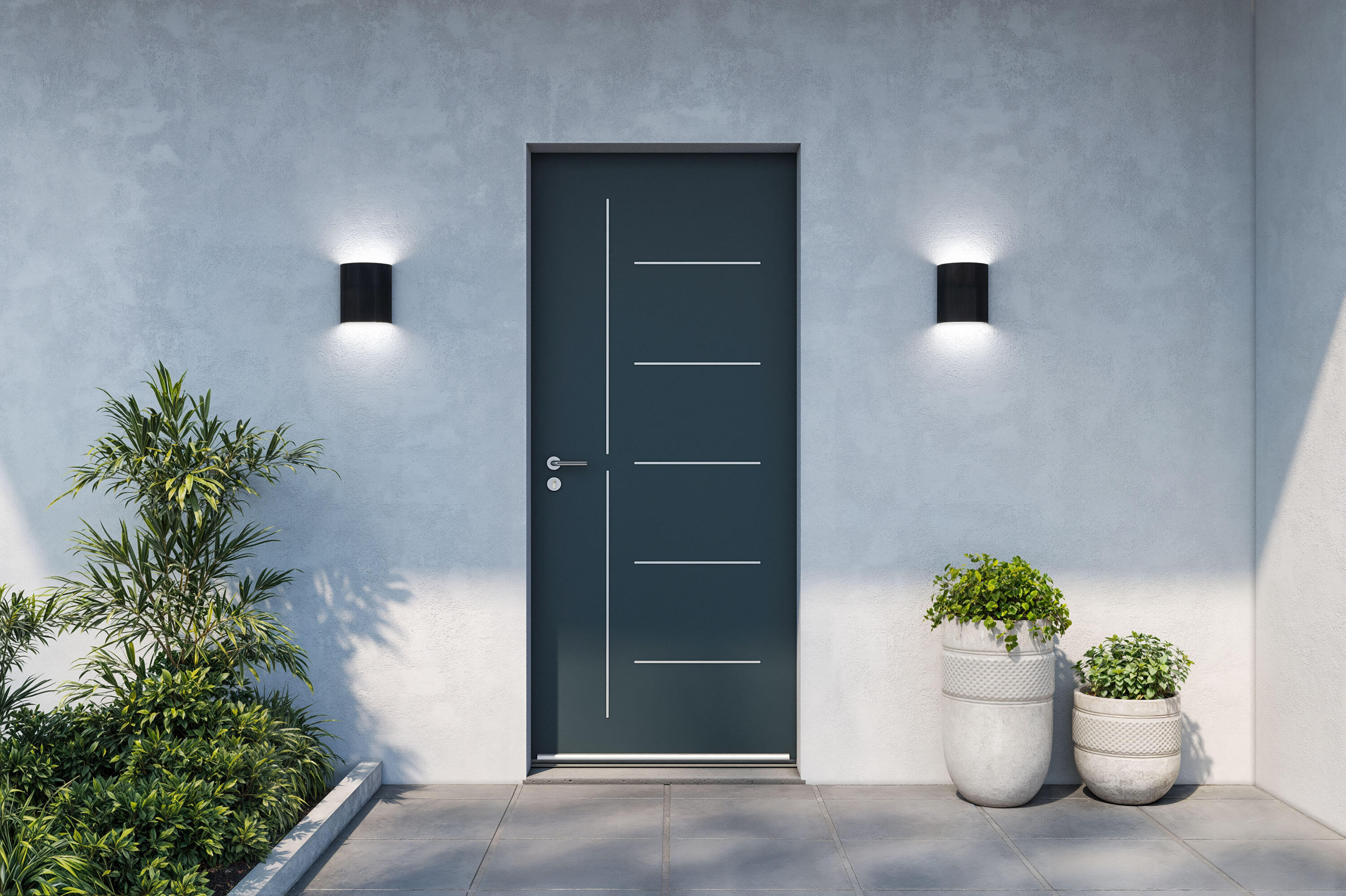 Porte d'entrée aluminium grise 7016 poussant droit H.215 x l.90 cm Menta - 5