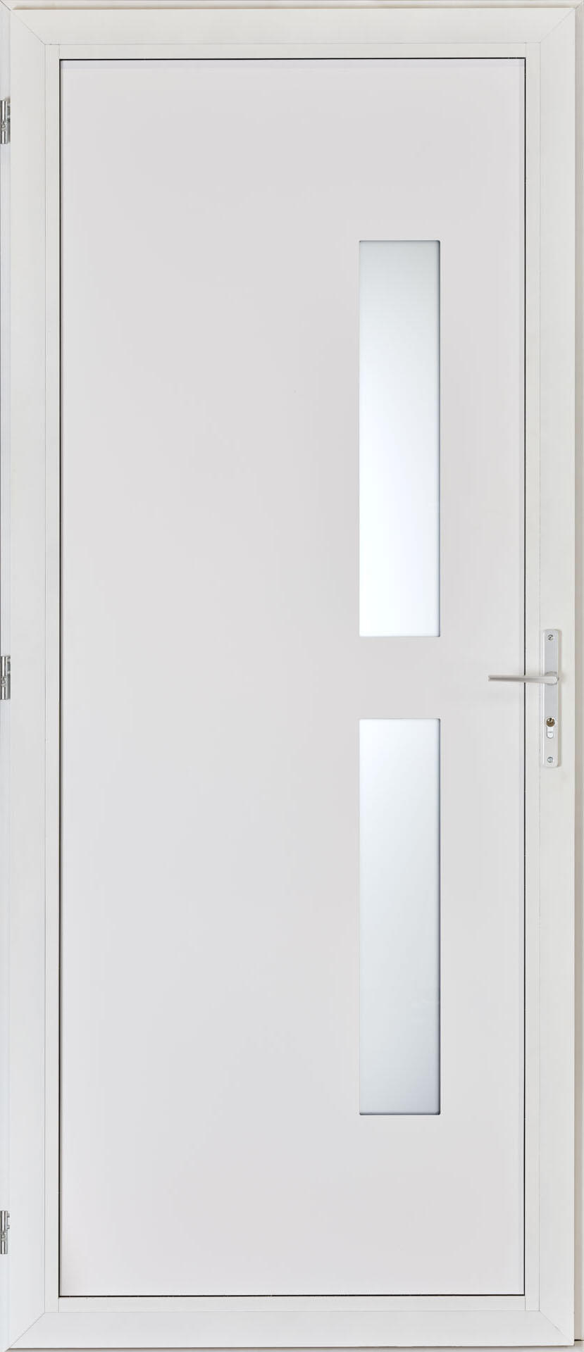 Porte d'entrée aluminium blanche 9016 poussant droit H.215 x l.90 cm Aspin - 2