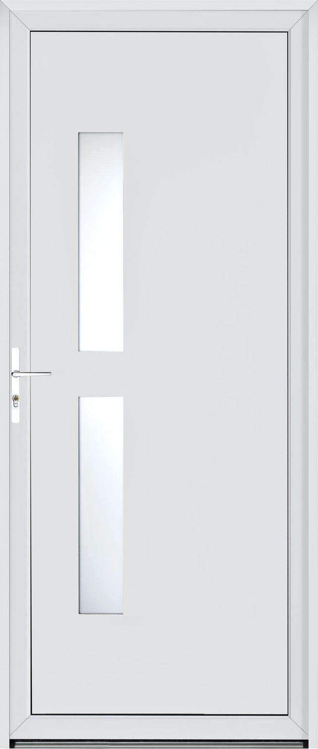 Porte d'entrée aluminium blanche 9016 poussant droit H.215 x l.90 cm Aspin
