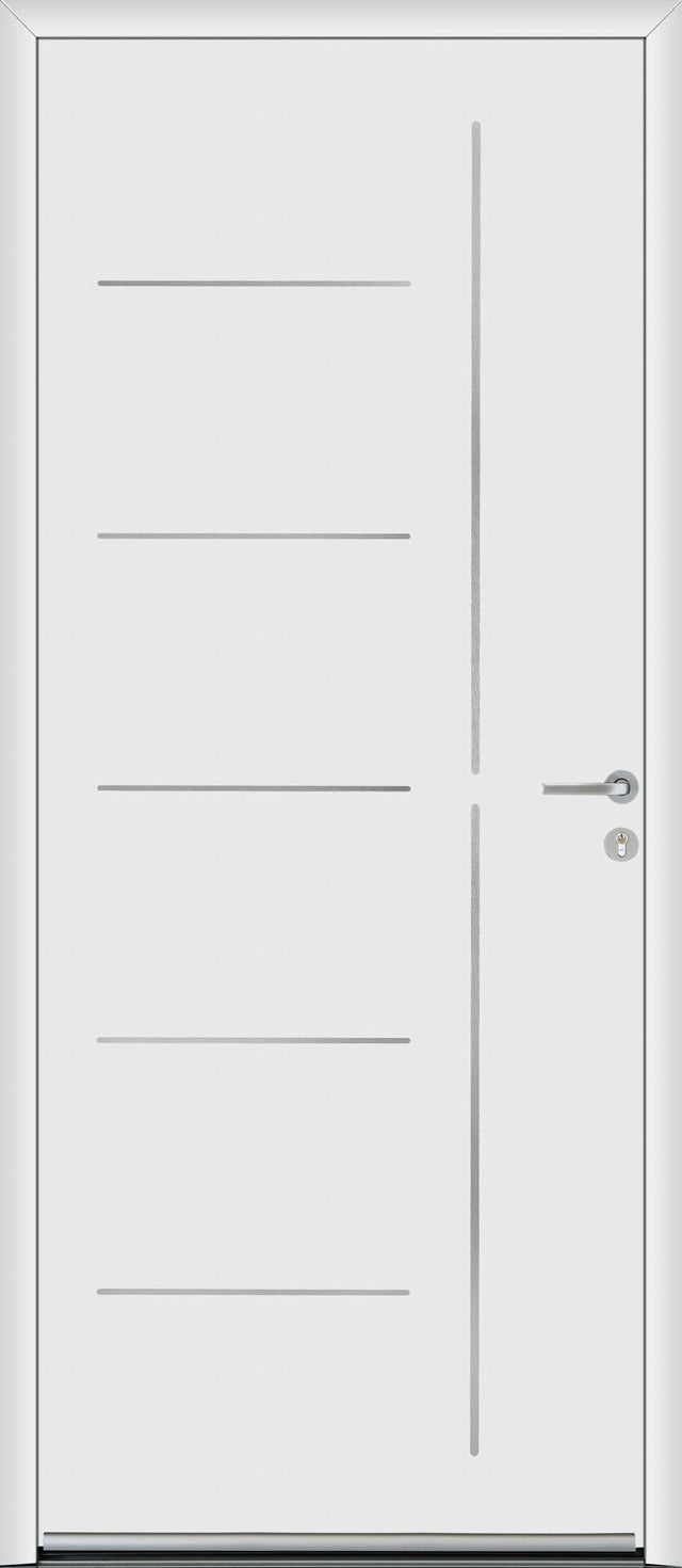 Porte d'entrée aluminium blanche 9016 poussant gauche H.215 x l.90 cm Menta