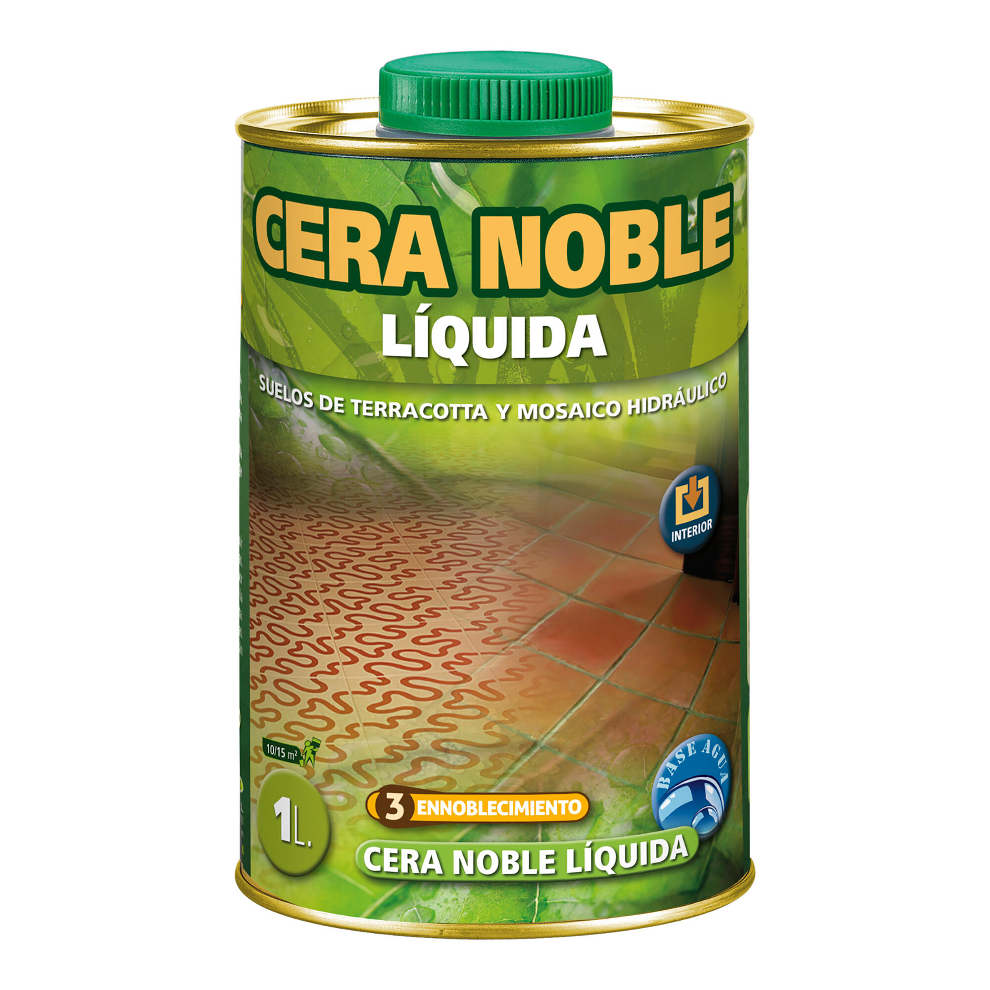 Cera noble liquida brillo suelos terracota y cemento en interior monestir 1l
