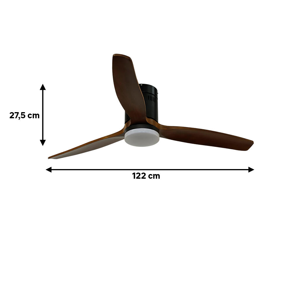 Ventoinha de teto com lâminas com fonte de luz 3 pás 122 CM LED 1800 lm preto 85-858-20-180 - 8