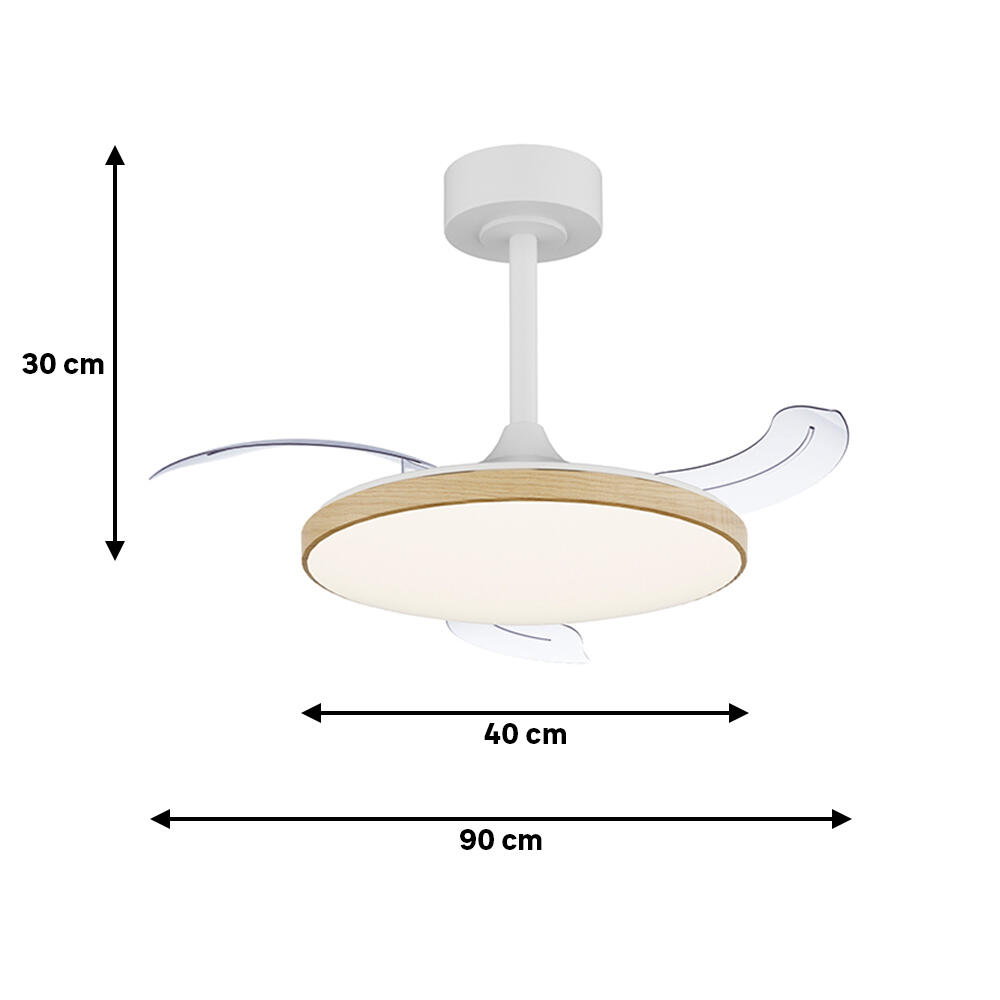 Ventilador de techo con luz silencioso DC 25W con mando ø90 cm Slim MANTRA marrón luz CCT 3 aspas retráctiles tipo lámpara| 3 velocidades| modo verano/invierno| recomendado para <13m² - 10
