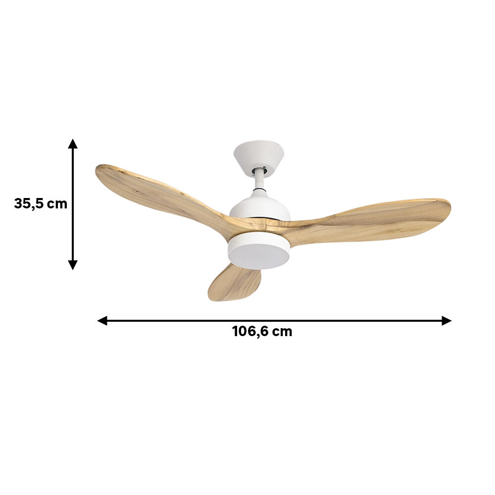 Ventilador de techo con luz silencioso DC 30W con mando ø106.6 cm Calar FORLIGHT blanco luz CCT 3 aspas de madera| 5 velocidades| modo verano/invierno| recomendado para <13m² - 7