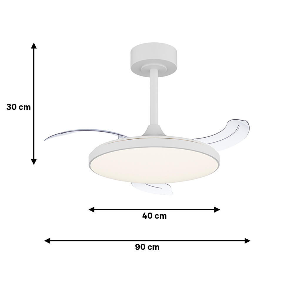 Ventilador de techo con luz silencioso DC 25W con mando ø90 cm Slim MANTRA blanco luz CCT 3 aspas retráctiles tipo lámpara| 3 velocidades| modo verano/invierno| recomendado para <13m² - 10