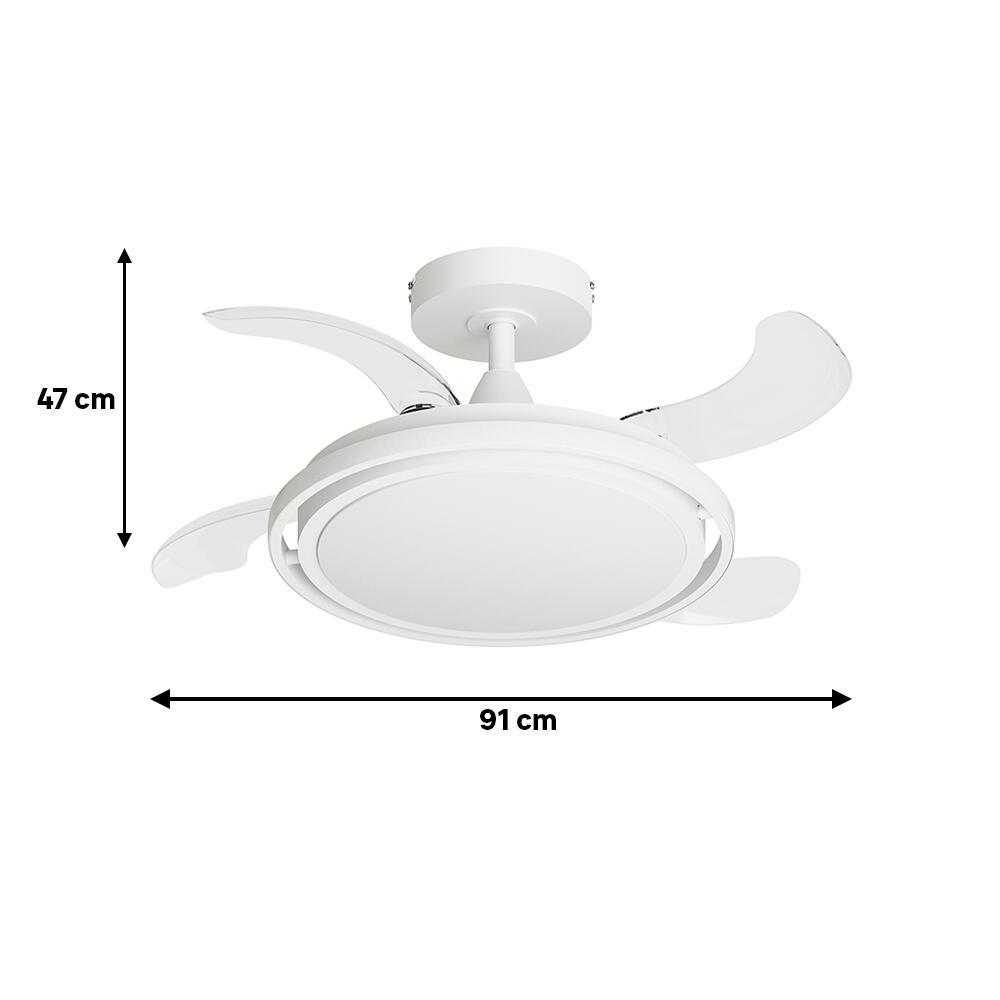 Ventilador de techo con luz silencioso DC 40W con mando ø91 cm Rosak blanco luz CCT 4 aspas retráctiles tipo lámpara| 6 velocidades| modo verano/invierno| temporizador| brisa| recomendado para <13m² - 10