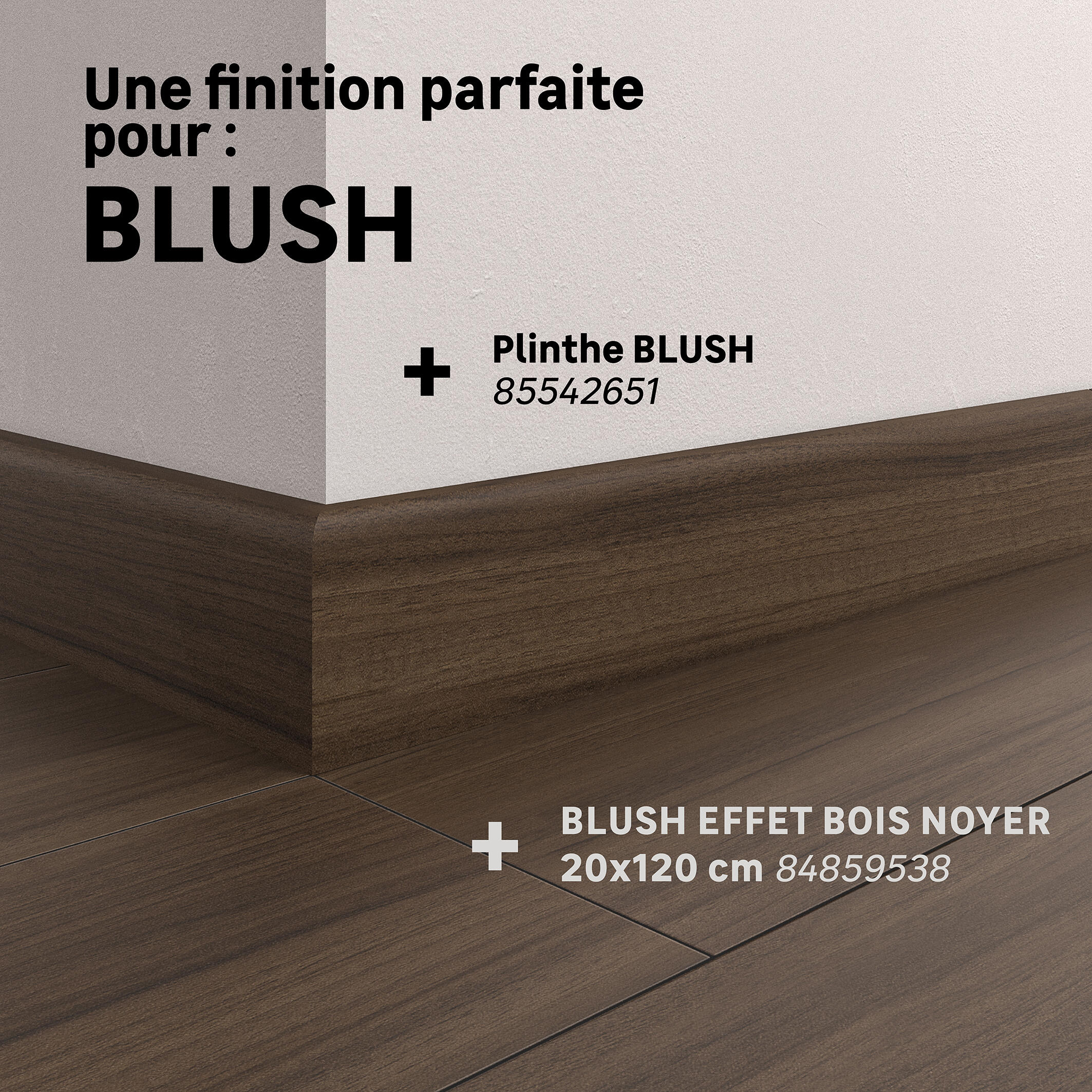Lot de 4 plinthes carrelage Décor blush noyer, Ht.  x L. 60 cm, Ep.9 mm - 4