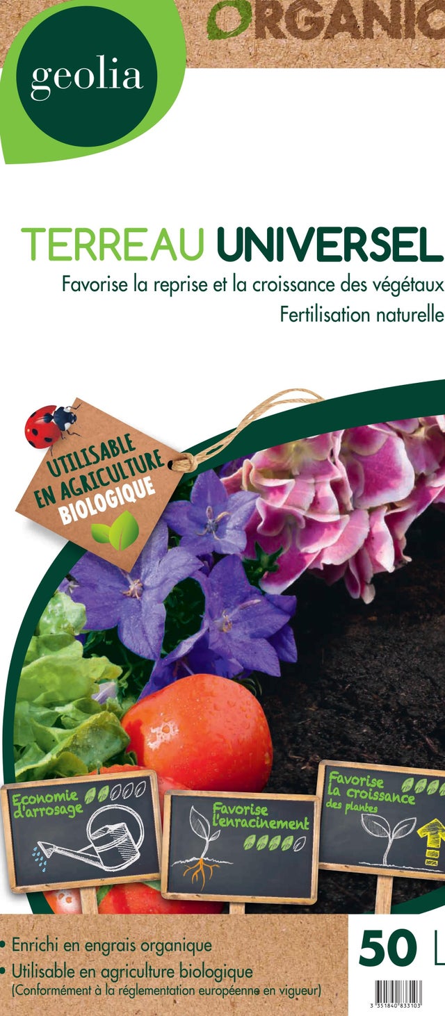 Terreau universel sans tourbe GEOLIA 50L