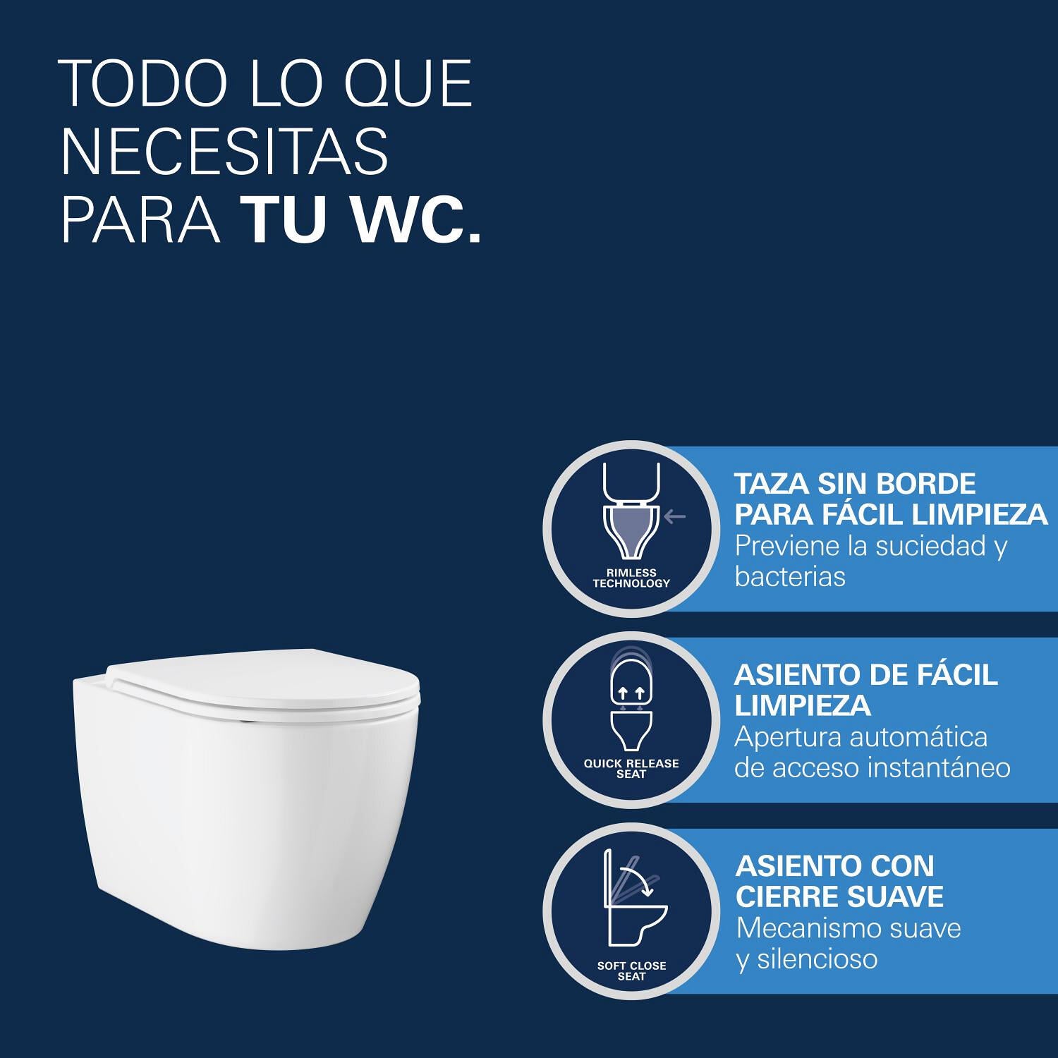 Pack sanita suspensa rimless branco com placa cromado Grohe Clova Round - 7