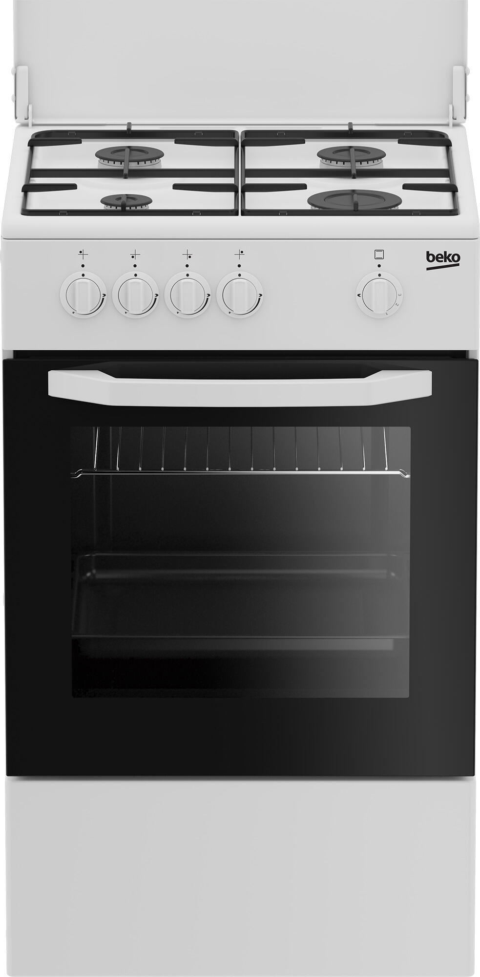 Cocina de gas con 4 zonas y horno de 43l beko csg 42009 dw blanco