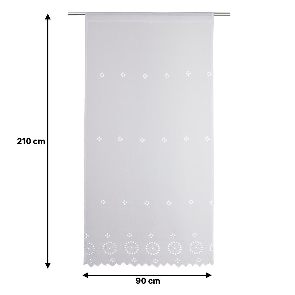 Visillo tendina pasabarras Berenice   flor blanco de 90x210cm - 2