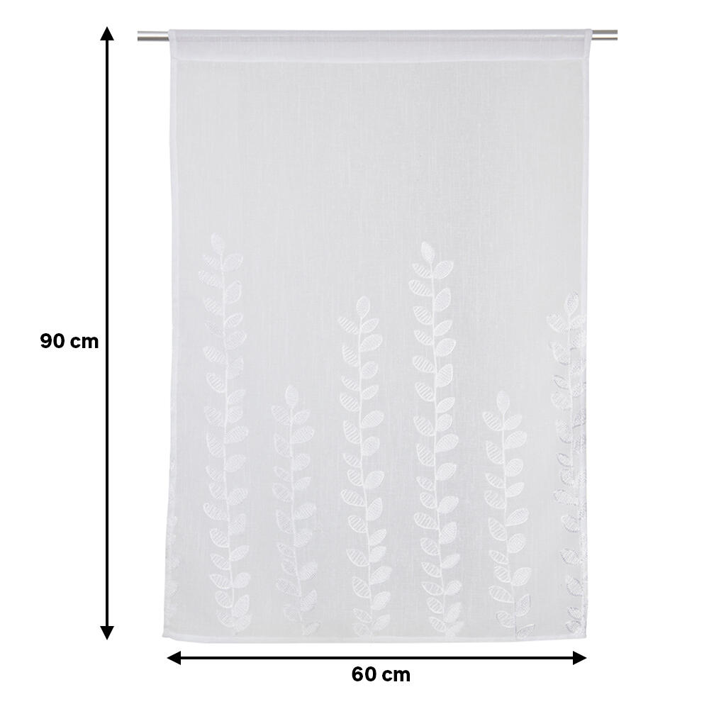 2 Visillos tendina pasabarras Veraz poliéster de 60x90cm flor blanco - 2