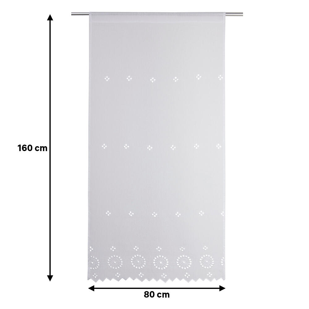 Visillo tendina pasabarras Berenice poliéster de 80x160cm flor blanco - 2