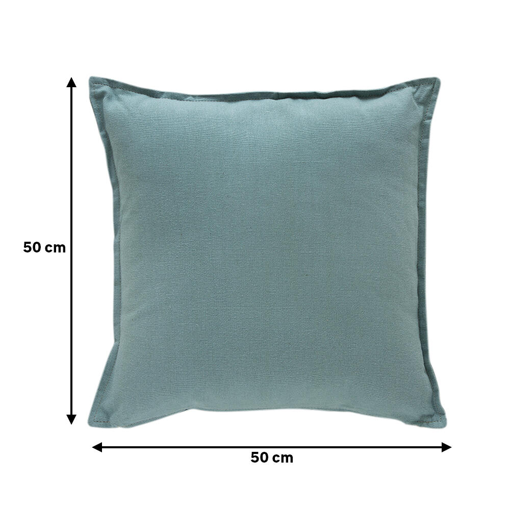 Cojín decorativo cuadrado DaliI algodón, lino liso turquesa 50x50cm - 2