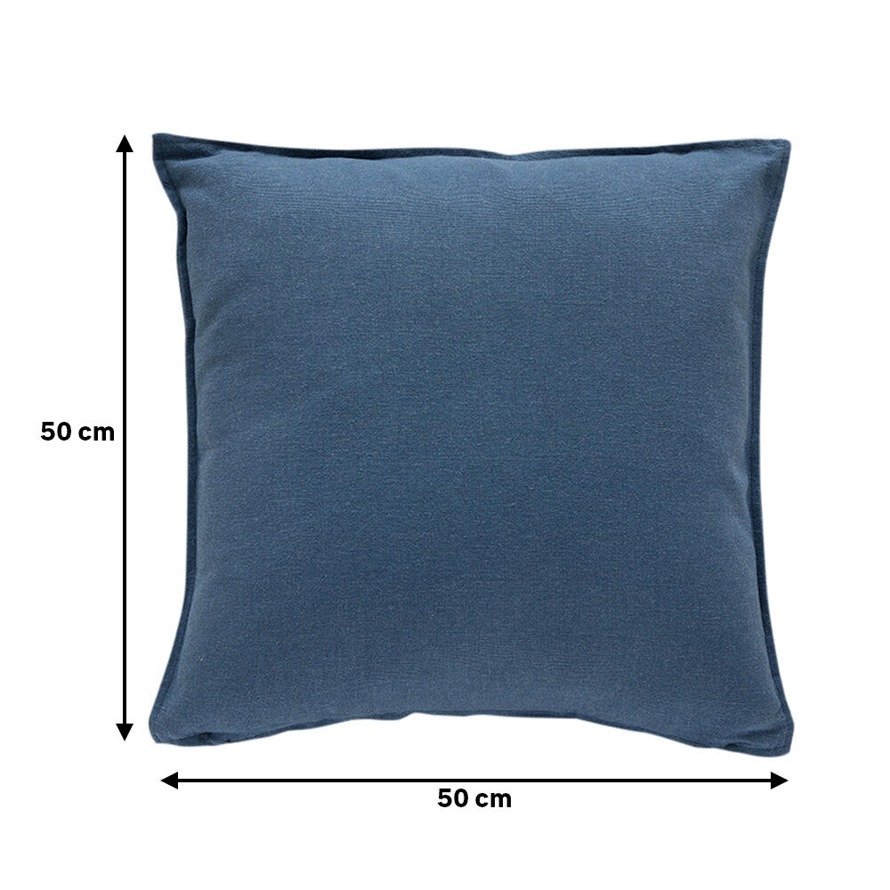 Cojín decorativo cuadrado Dali algodón, lino azul 50x50cm - 2