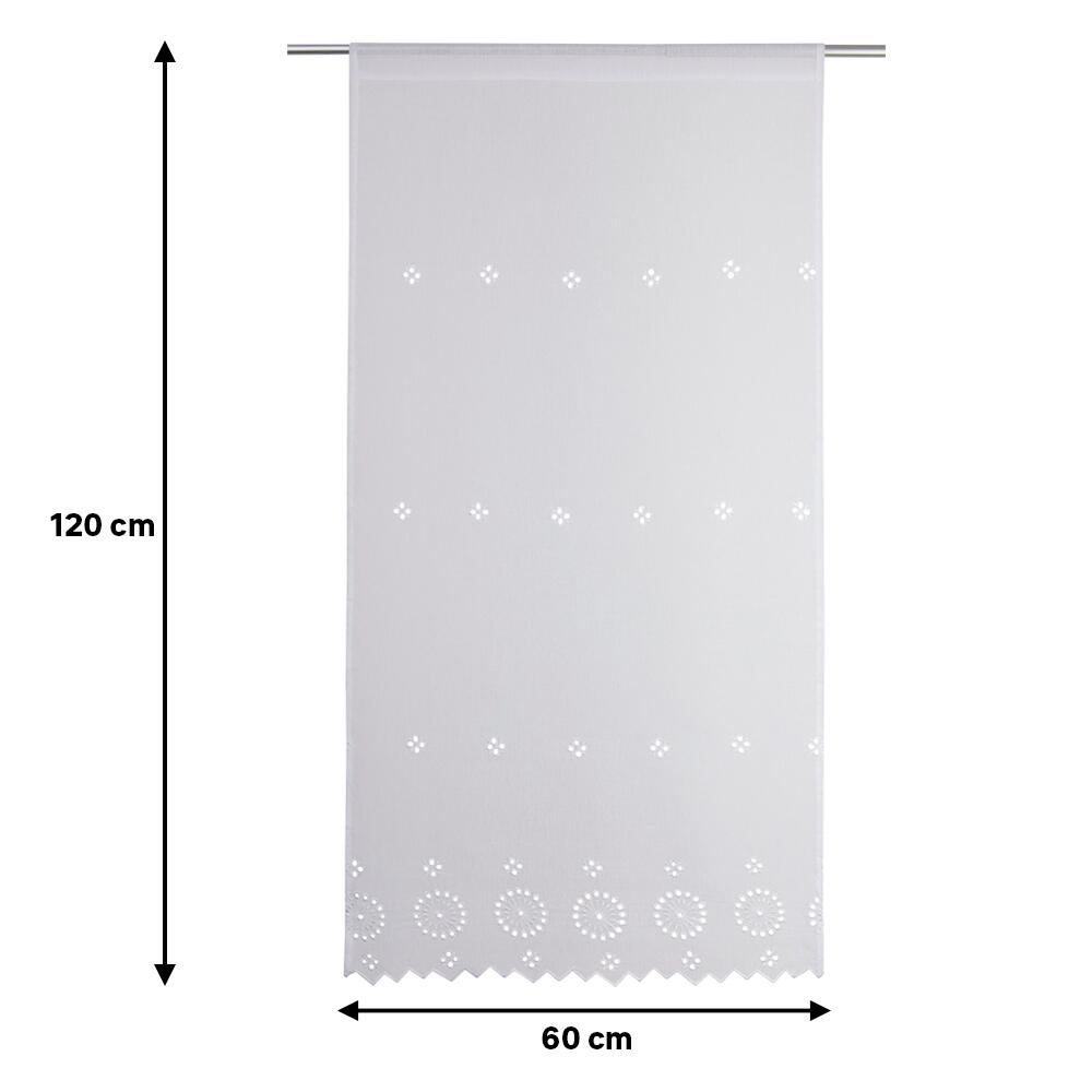 2 Visillos  tendina pasabarras Berenice   geométrico blanco de 60x120cm - 2