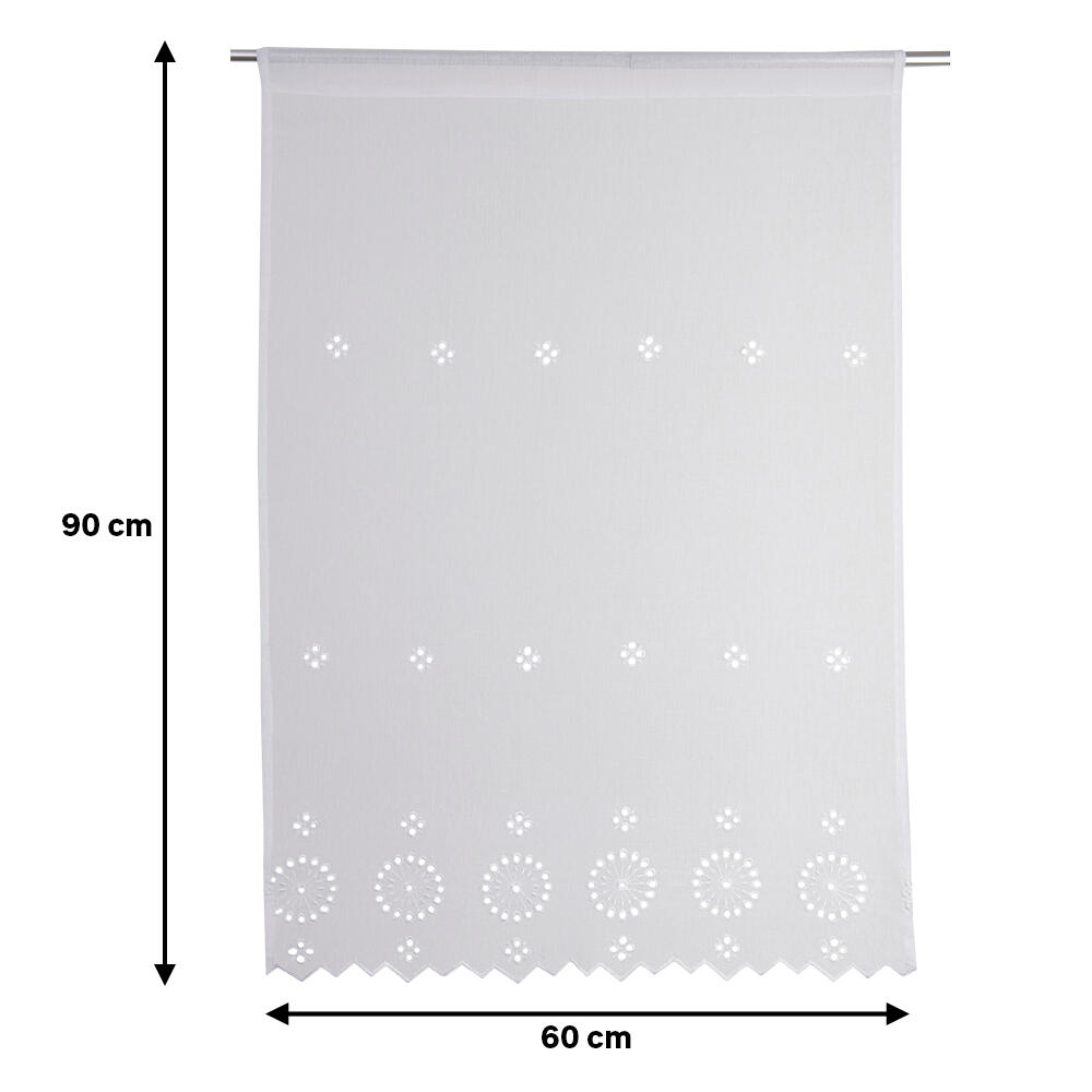 2 Visillos tendina pasabarras Berenice poliéster de 60x90cm flor blanco  - 2