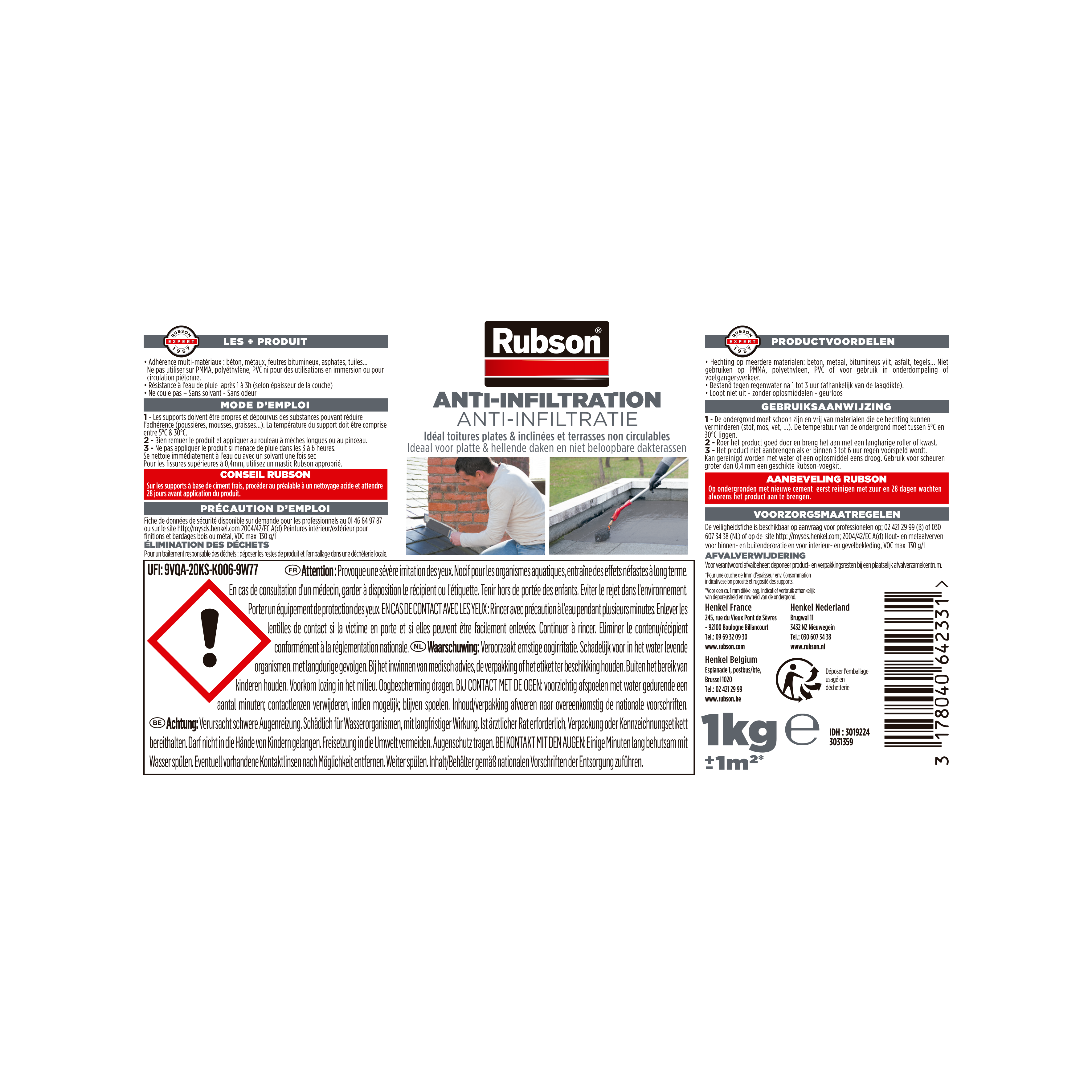 Revêtement d'étanchéité Waterproof gris RUBSON 1 kg - 6