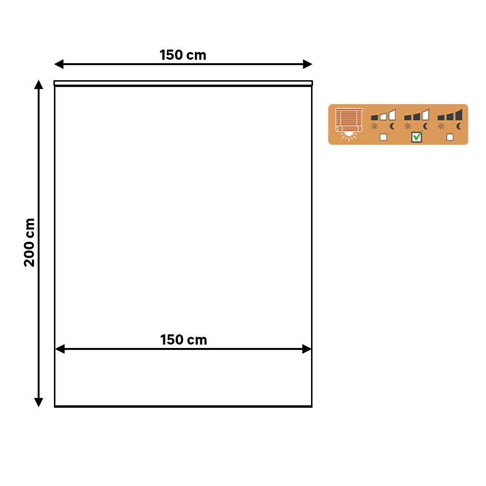 Estor enrollable translúcido  con cordón Salinas Natural bambú liso natural  de 150x200cm - 2