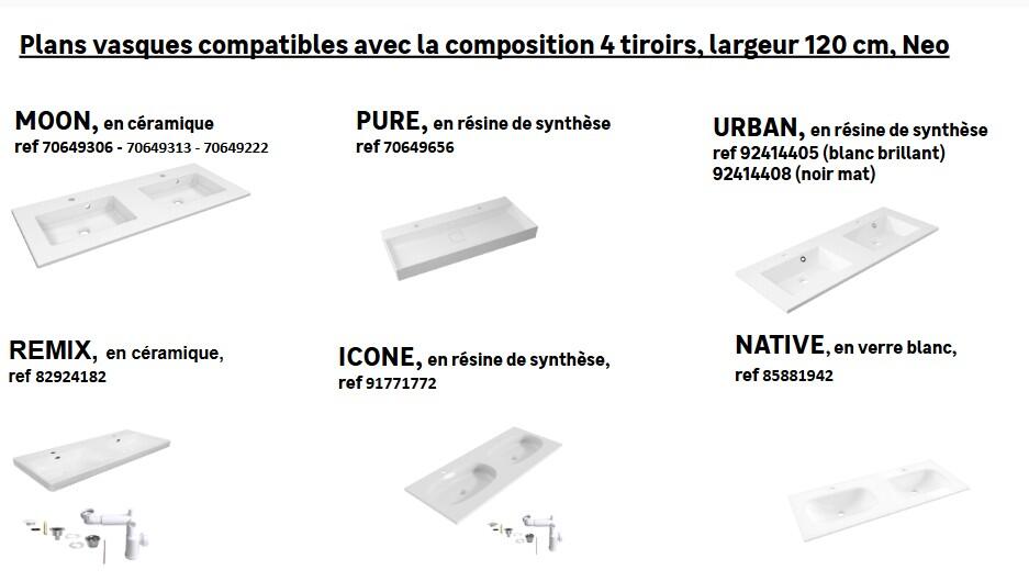 Meuble de salle de bains l.120 x H.64 x P.48 cm, effet chêne miel, Neo line - 8