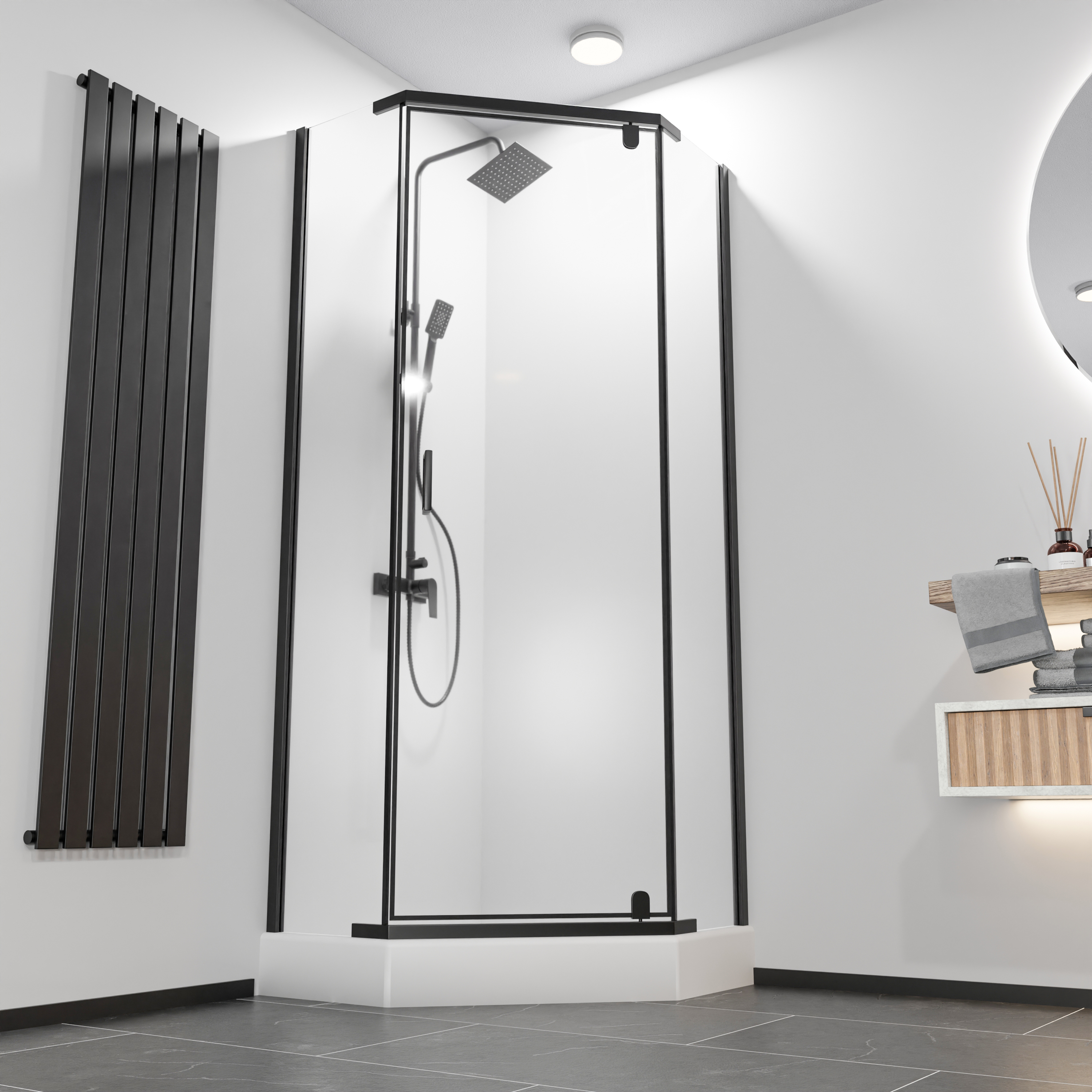 Kabina prysznicowa z brodzikiem Stella Black 90 x 90 x 210 Durasan - 4