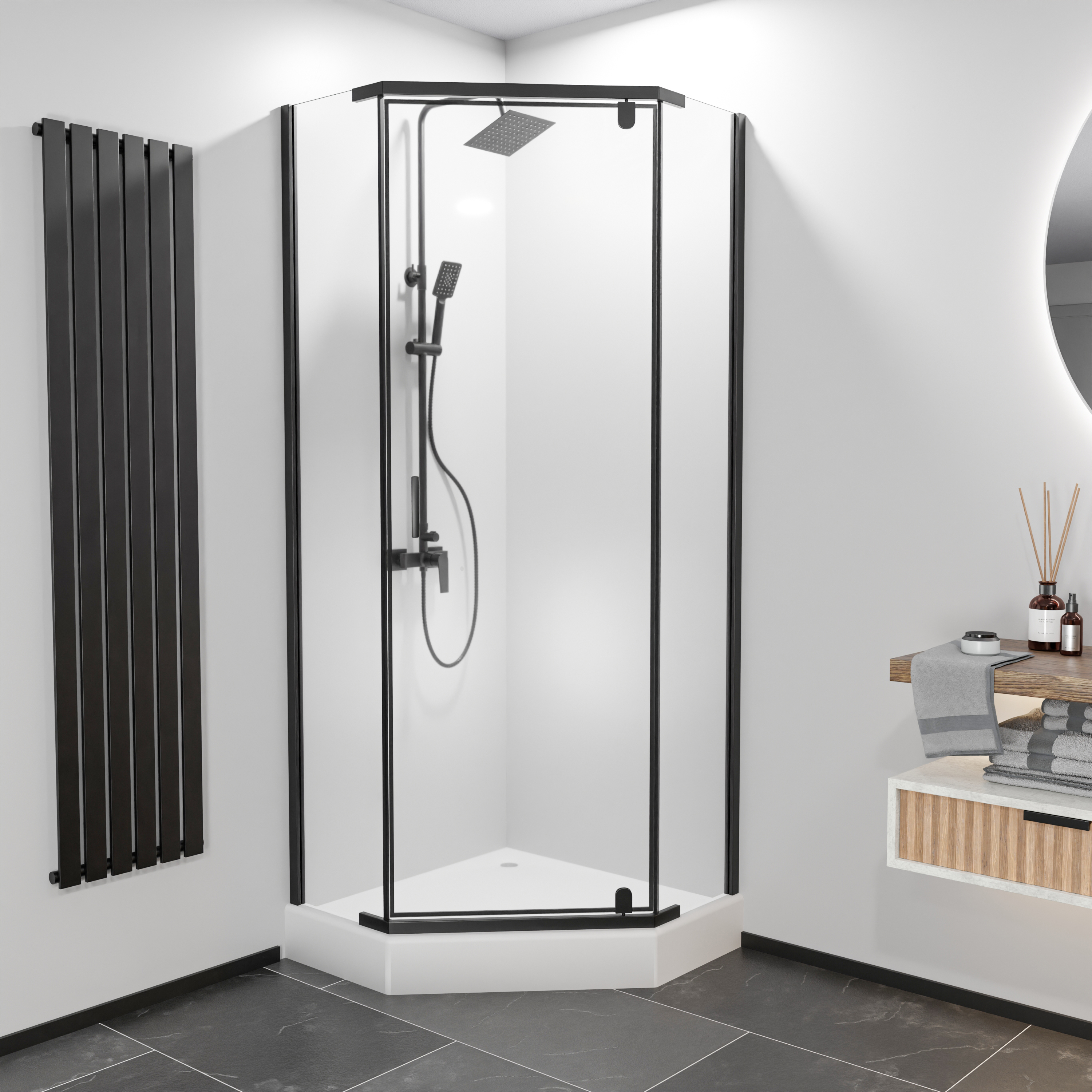 Kabina prysznicowa z brodzikiem Stella Black 90 x 90 x 210 Durasan - 3