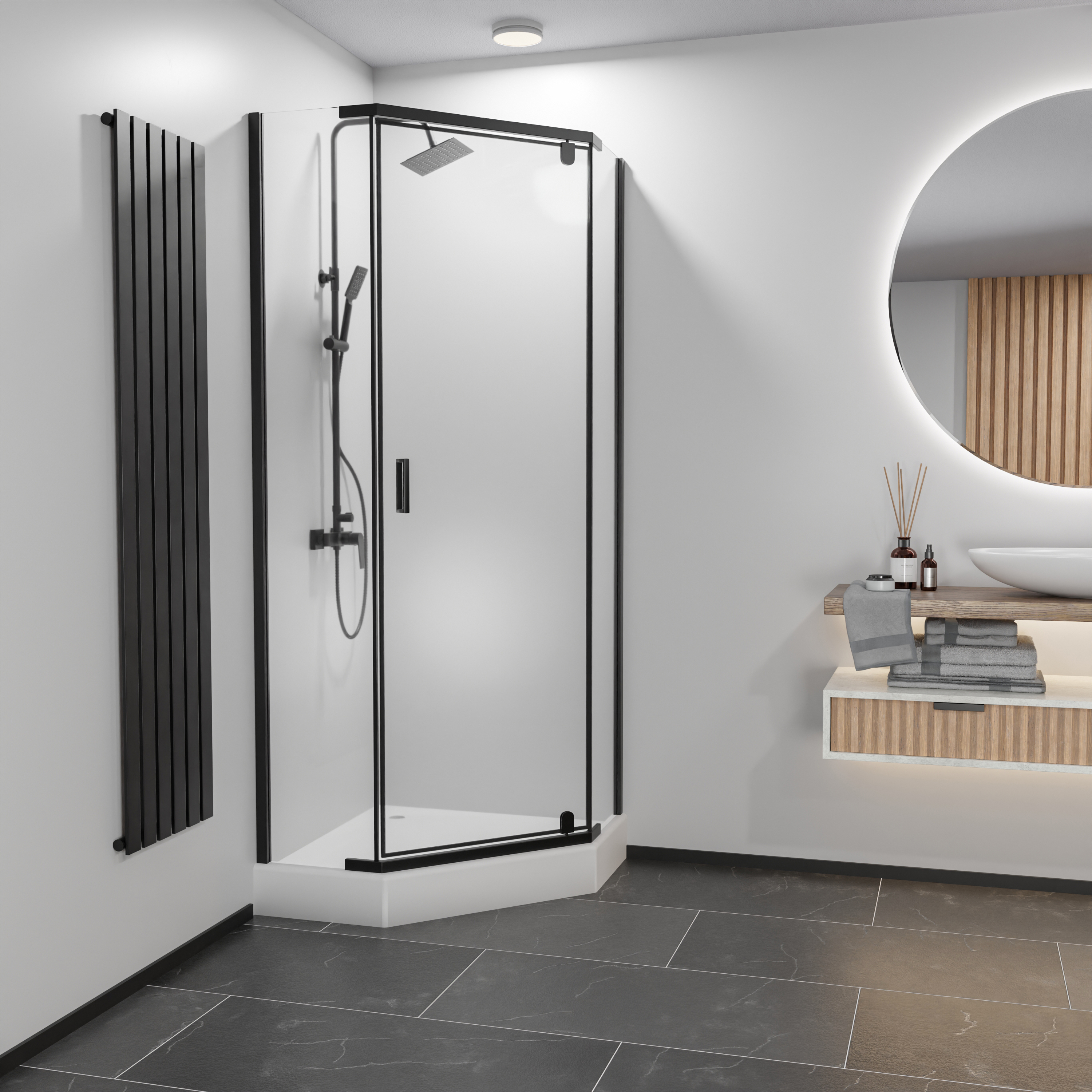 Kabina prysznicowa z brodzikiem Stella Black 90 x 90 x 210 Durasan - 2