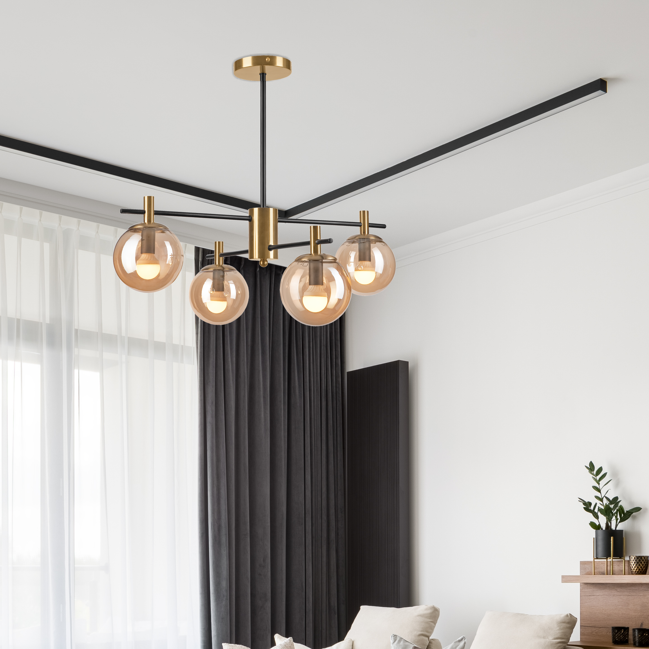 Lampa wisząca Lilou złota 4 x E14 Lamkur - 4