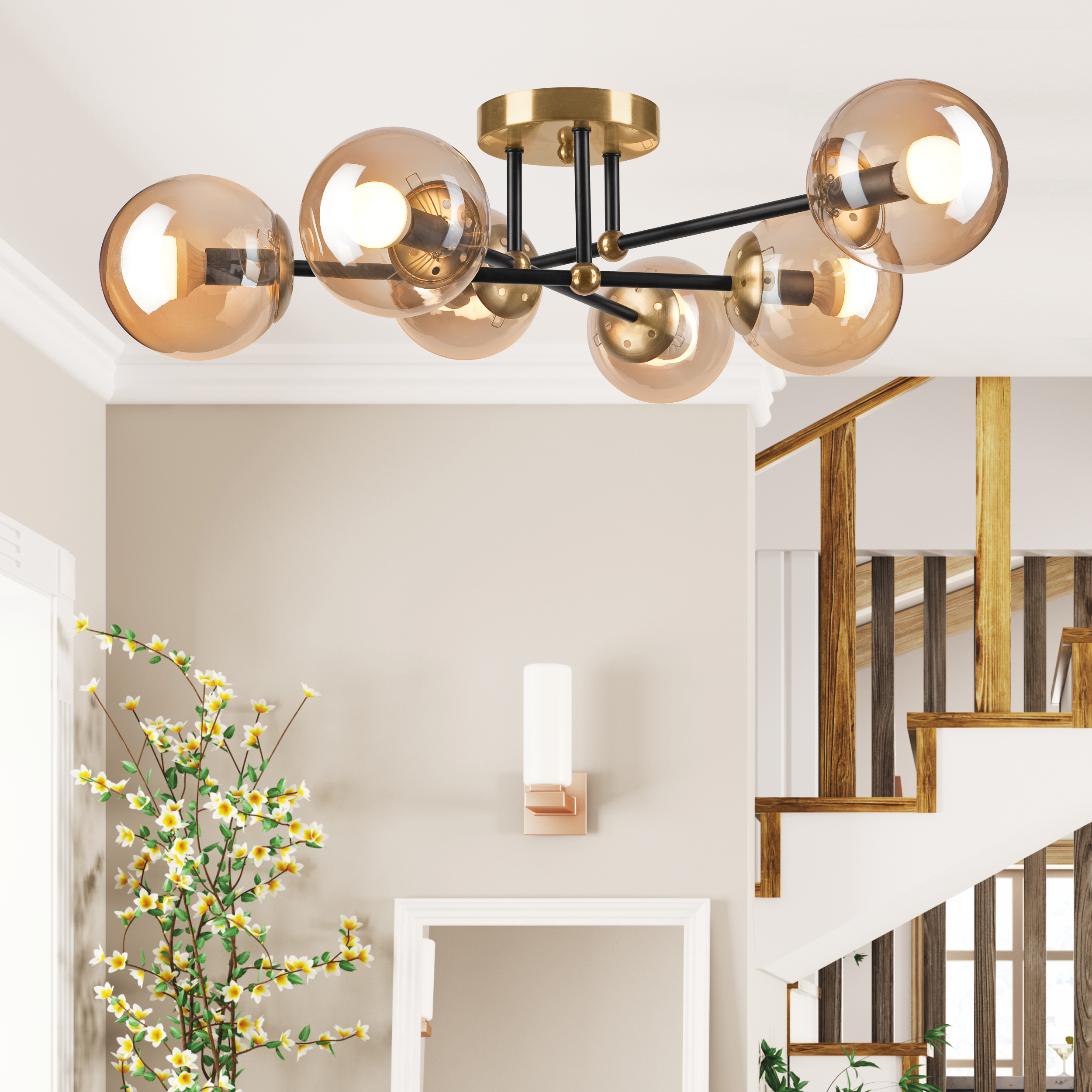 Lampa sufitowa Malena czarna 6 x E14 Lamkur - 2