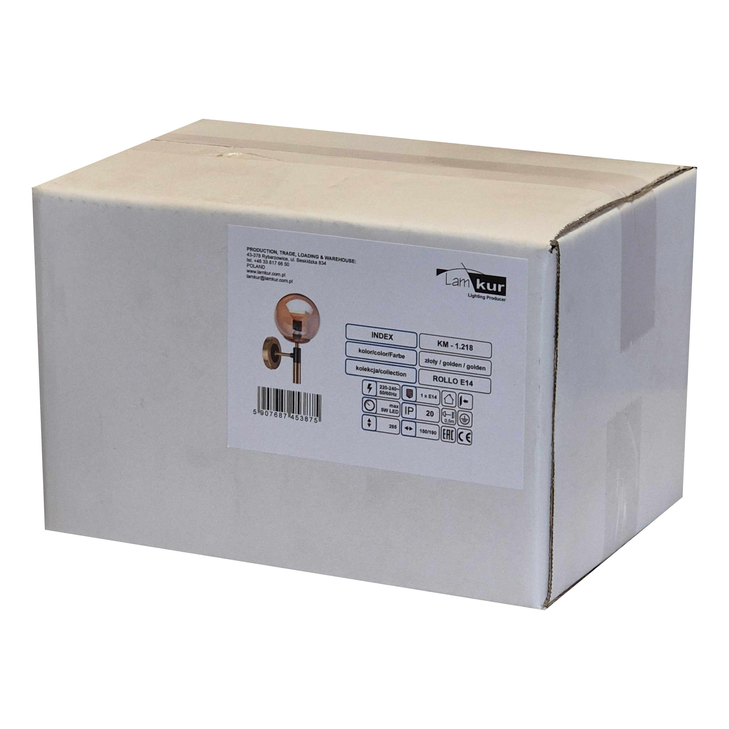 Kinkiet Rollo złoty E14 Lamkur - 10
