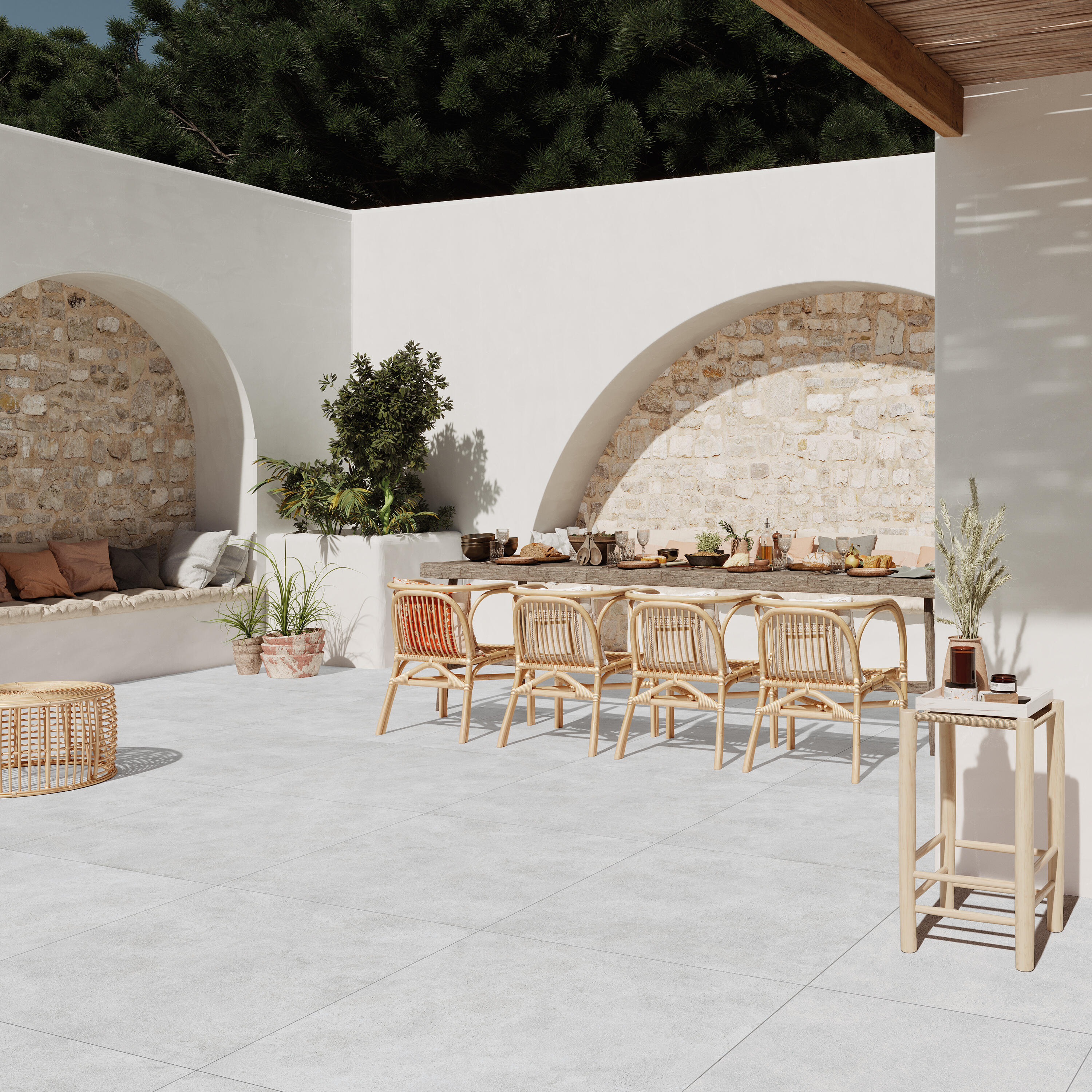 Suelo porcelánico livermore efecto cemento white 60x120 cm c3