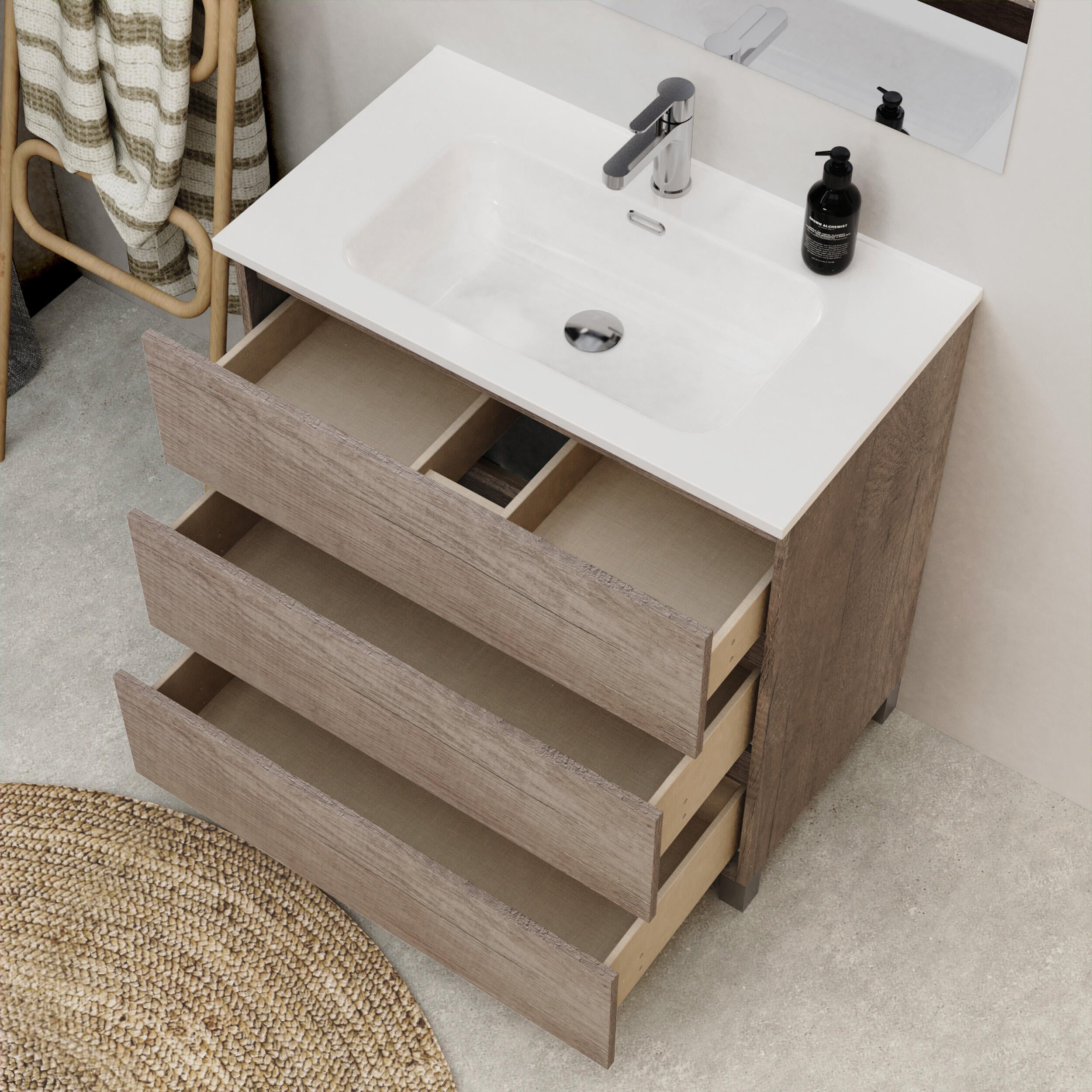 Mueble de baño con lavabo Sara roble 80x46 cm - 5