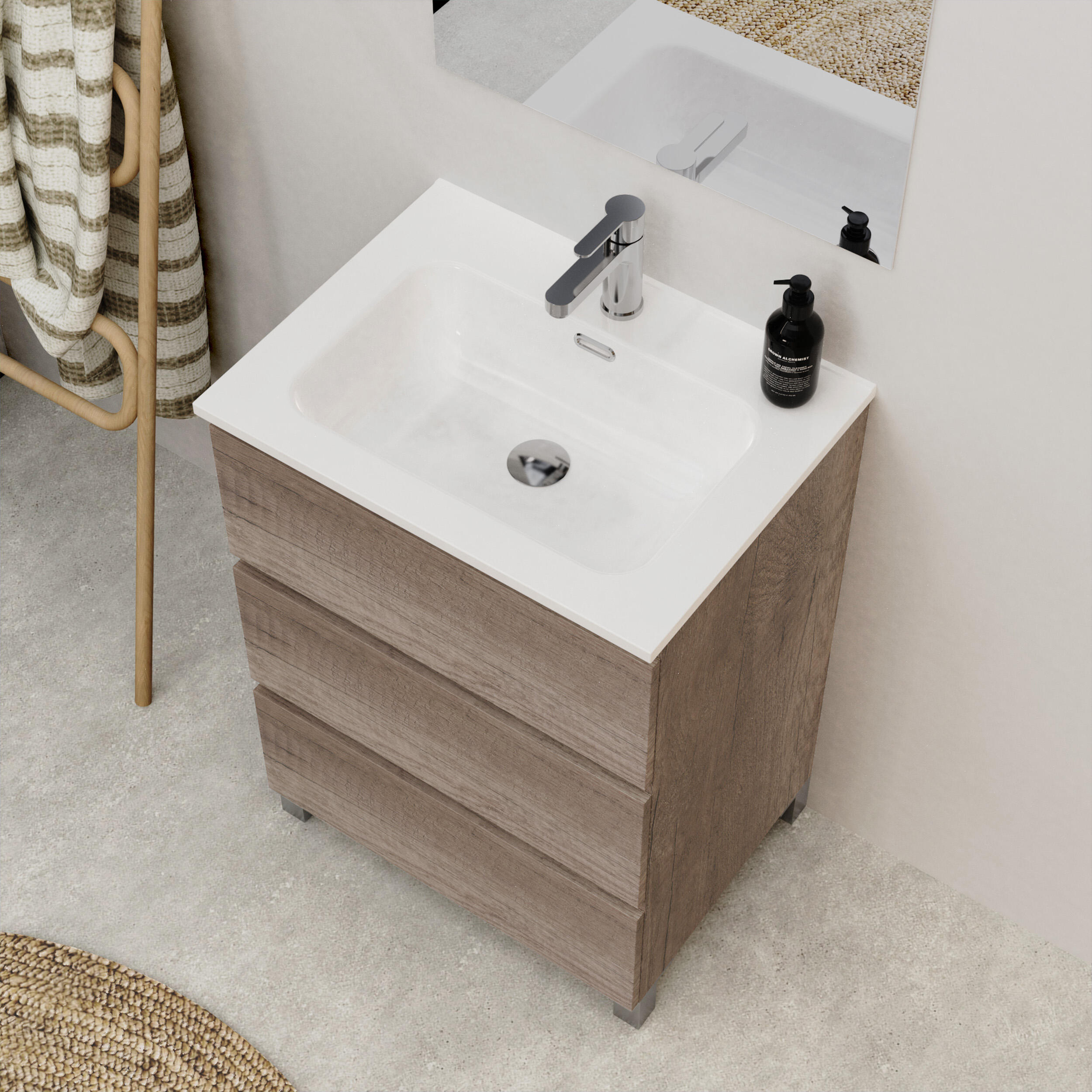 Mueble de baño con lavabo Sara roble 60x46 cm - 4