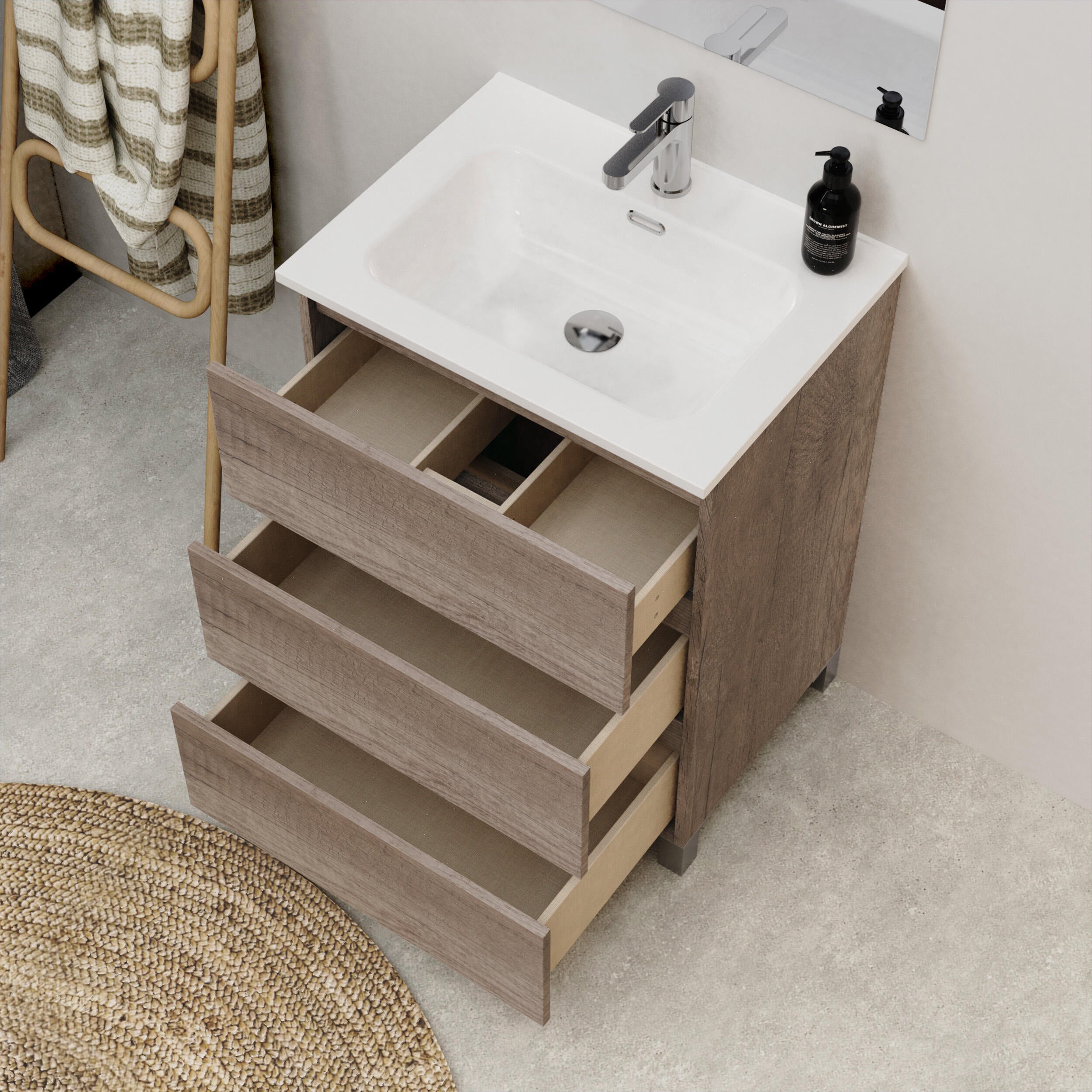 Mueble de baño con lavabo Sara roble 60x46 cm - 3