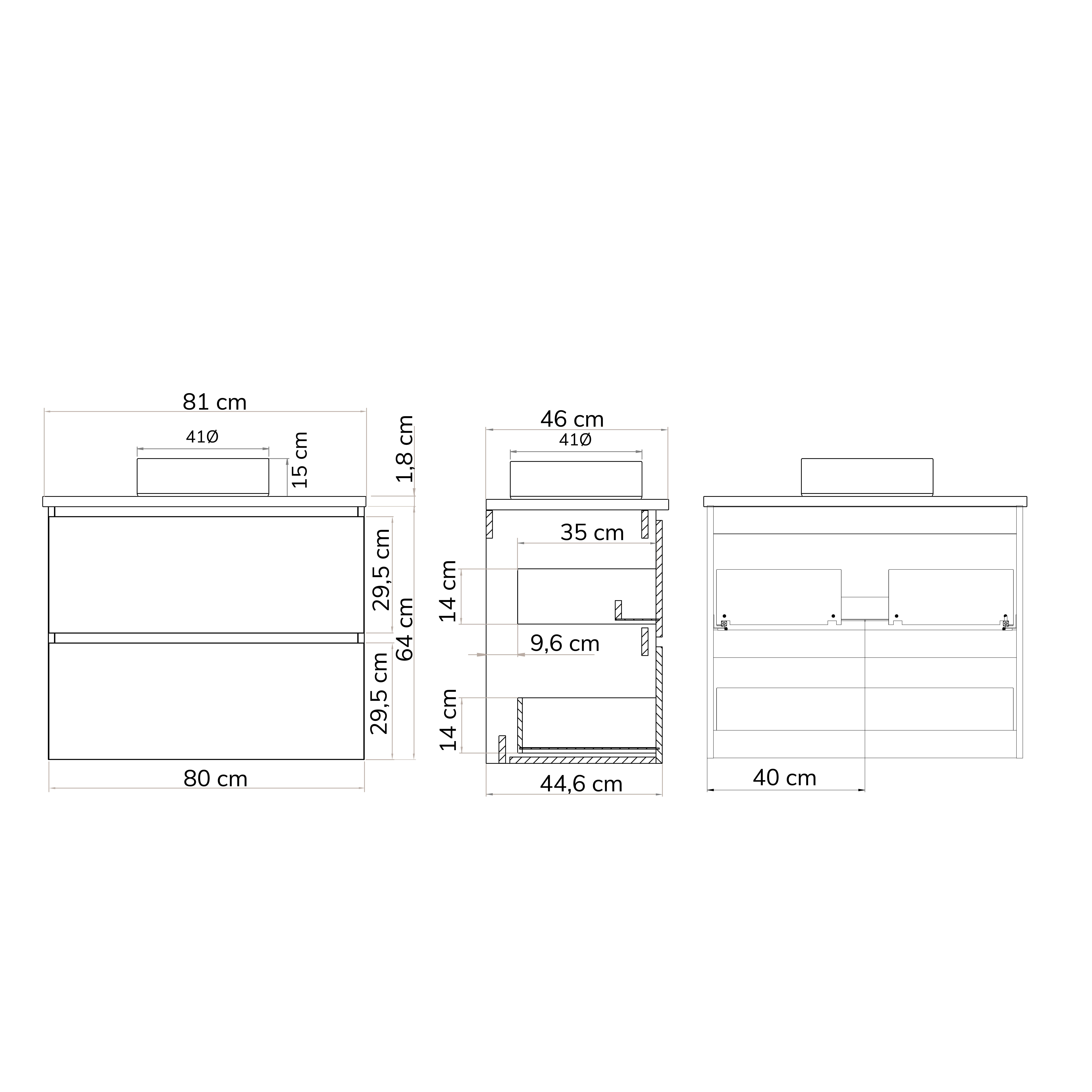 Mueble de baño con lavabo Clara ROBLE 80x46 cm - 6