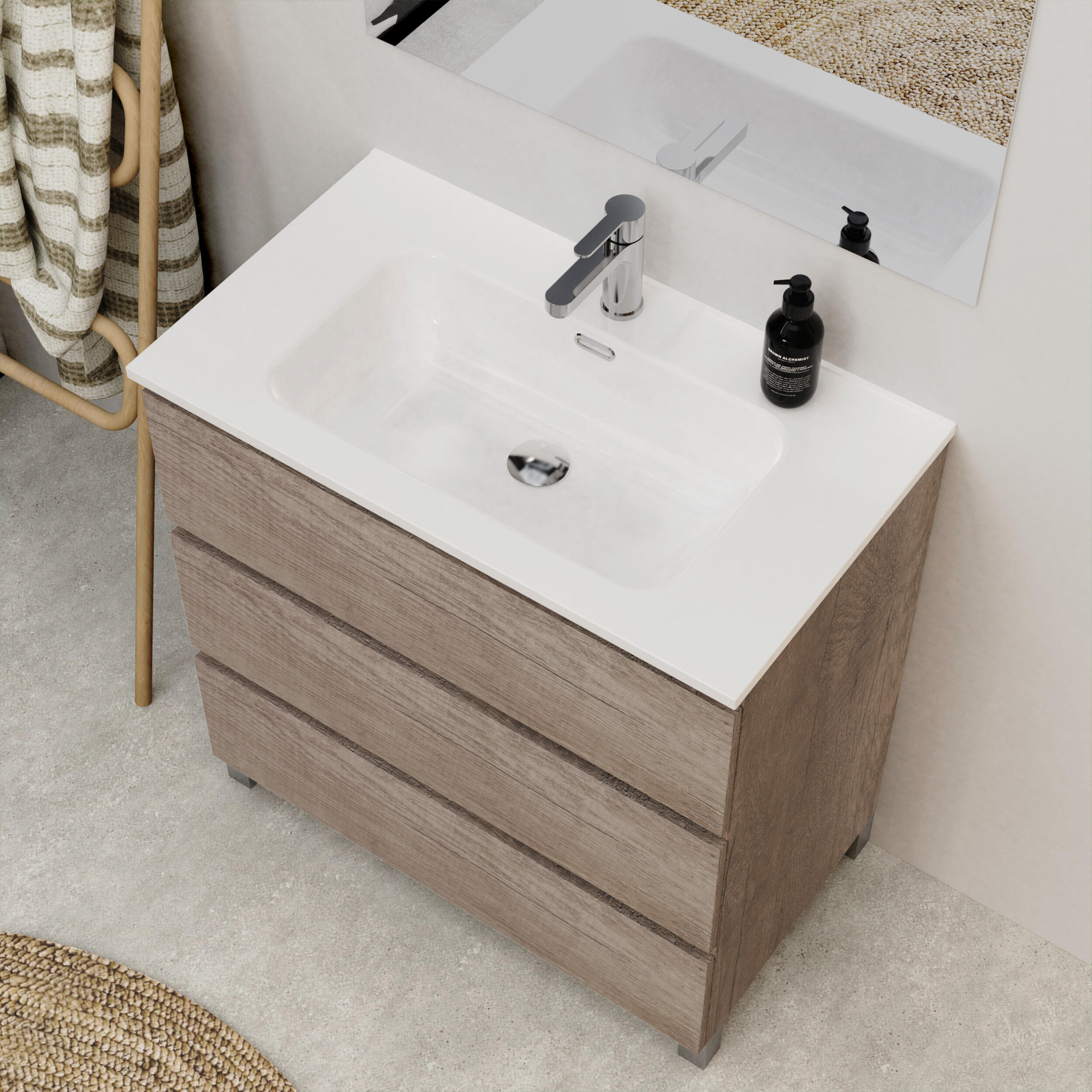 Mueble de baño con lavabo Sara roble 80x46 cm - 4