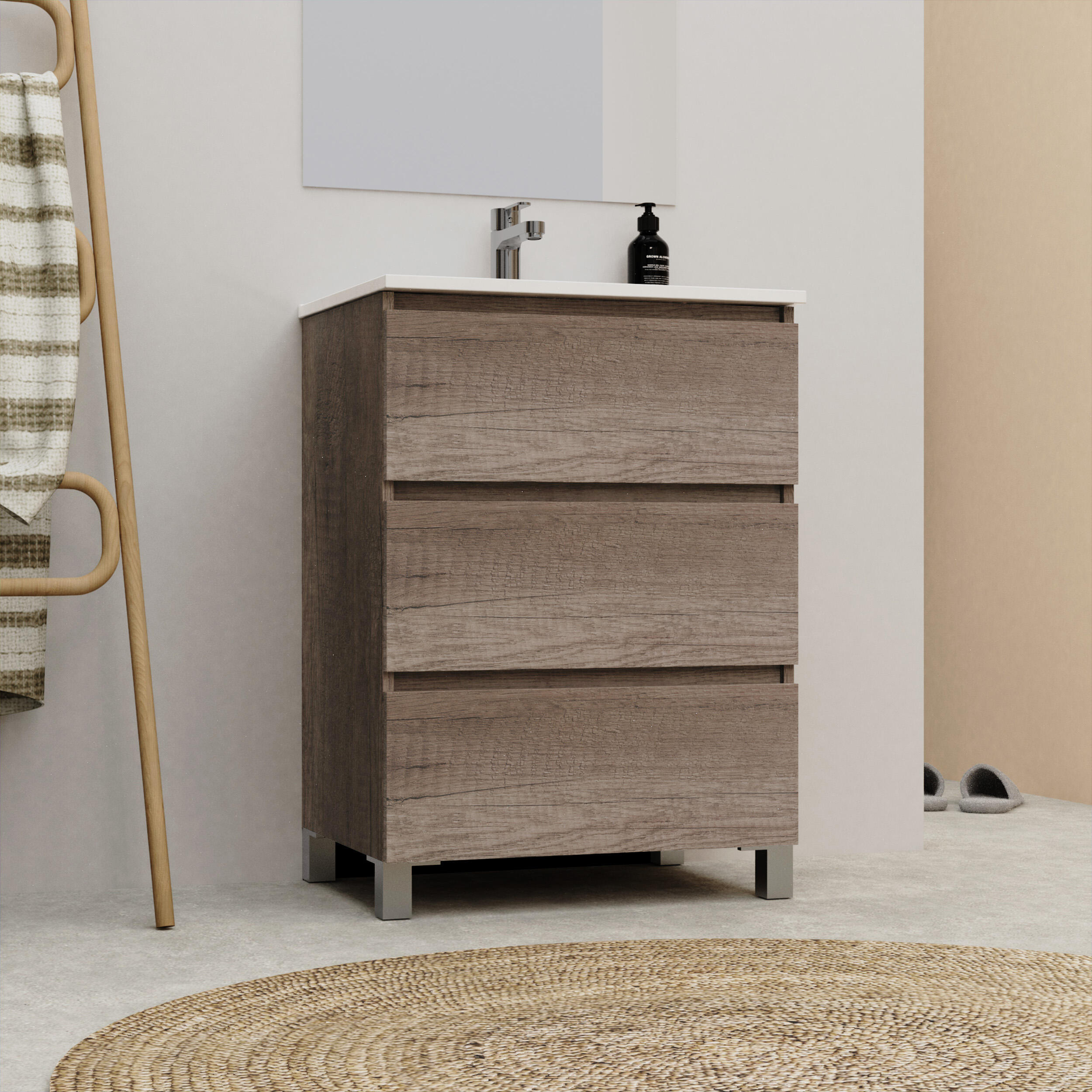 Mueble de baño con lavabo Sara roble 60x46 cm - 2