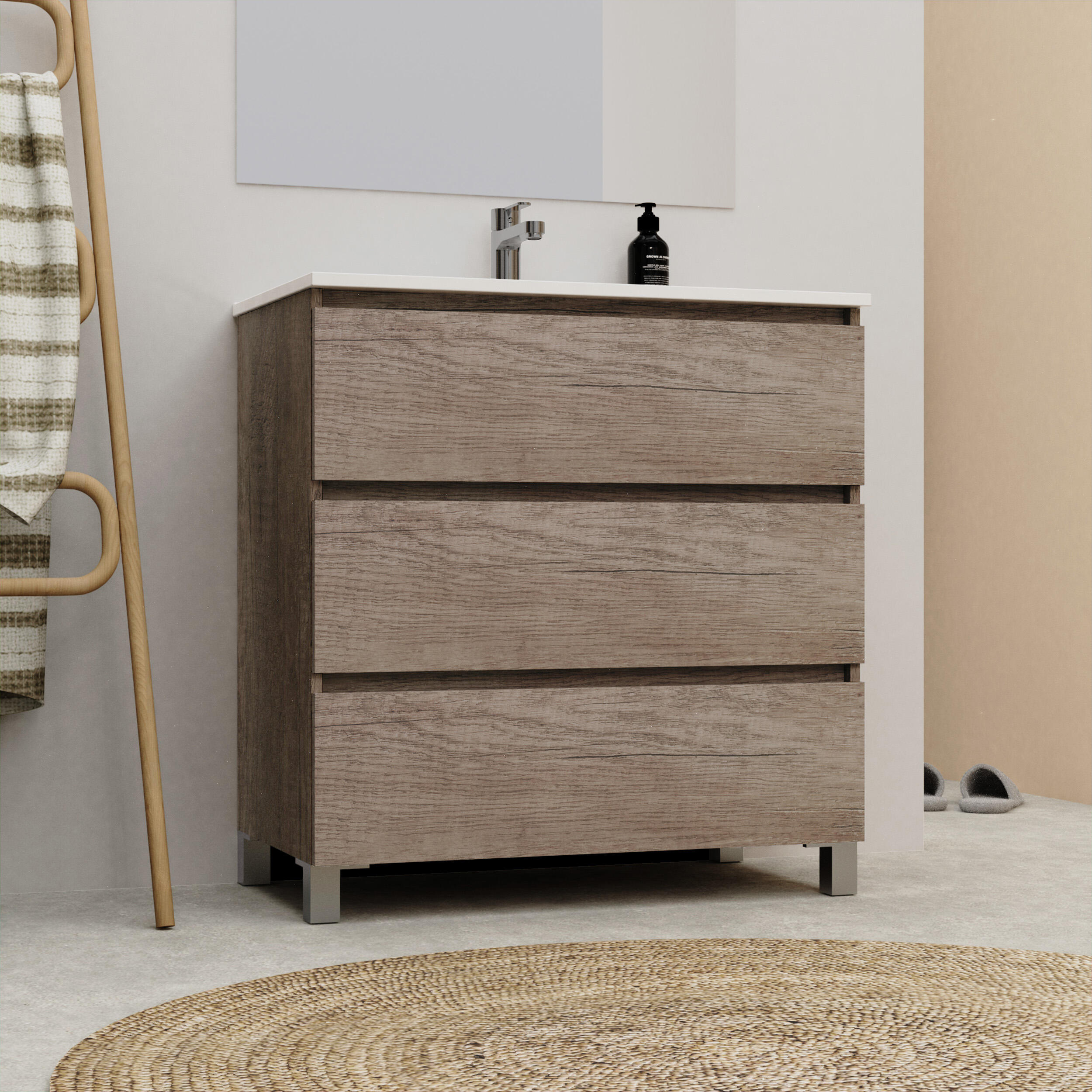 Mueble de baño con lavabo Sara roble 80x46 cm - 3