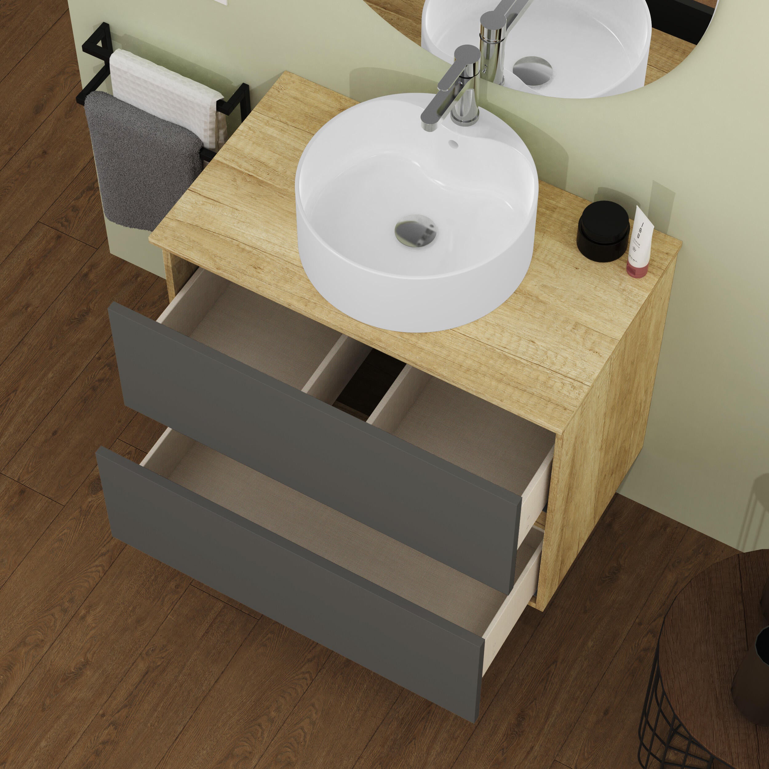 Mueble de baño con lavabo Raya gris 80x46 cm - 5