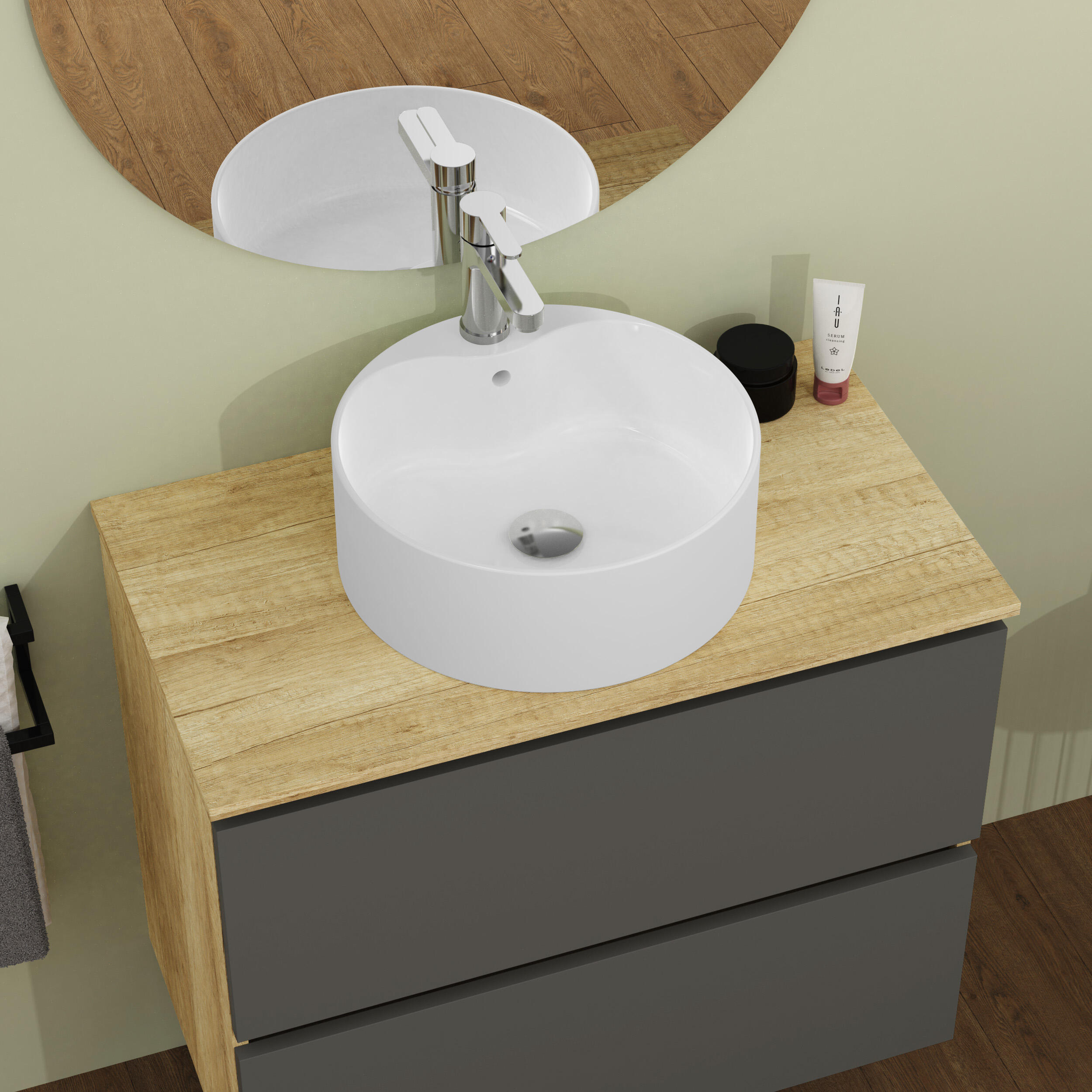 Mueble de baño con lavabo Raya gris 80x46 cm - 4