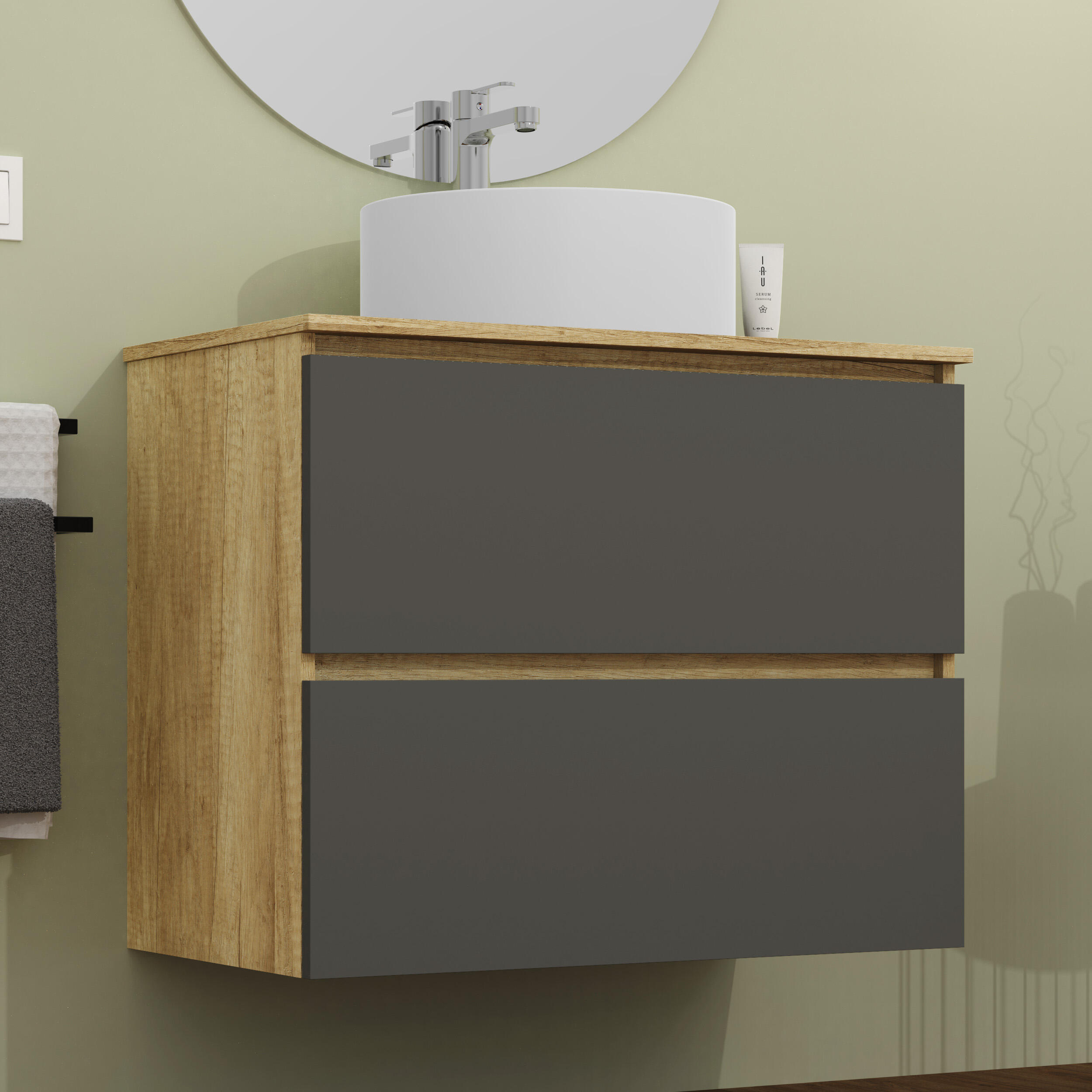 Mueble de baño con lavabo Raya gris 80x46 cm - 3