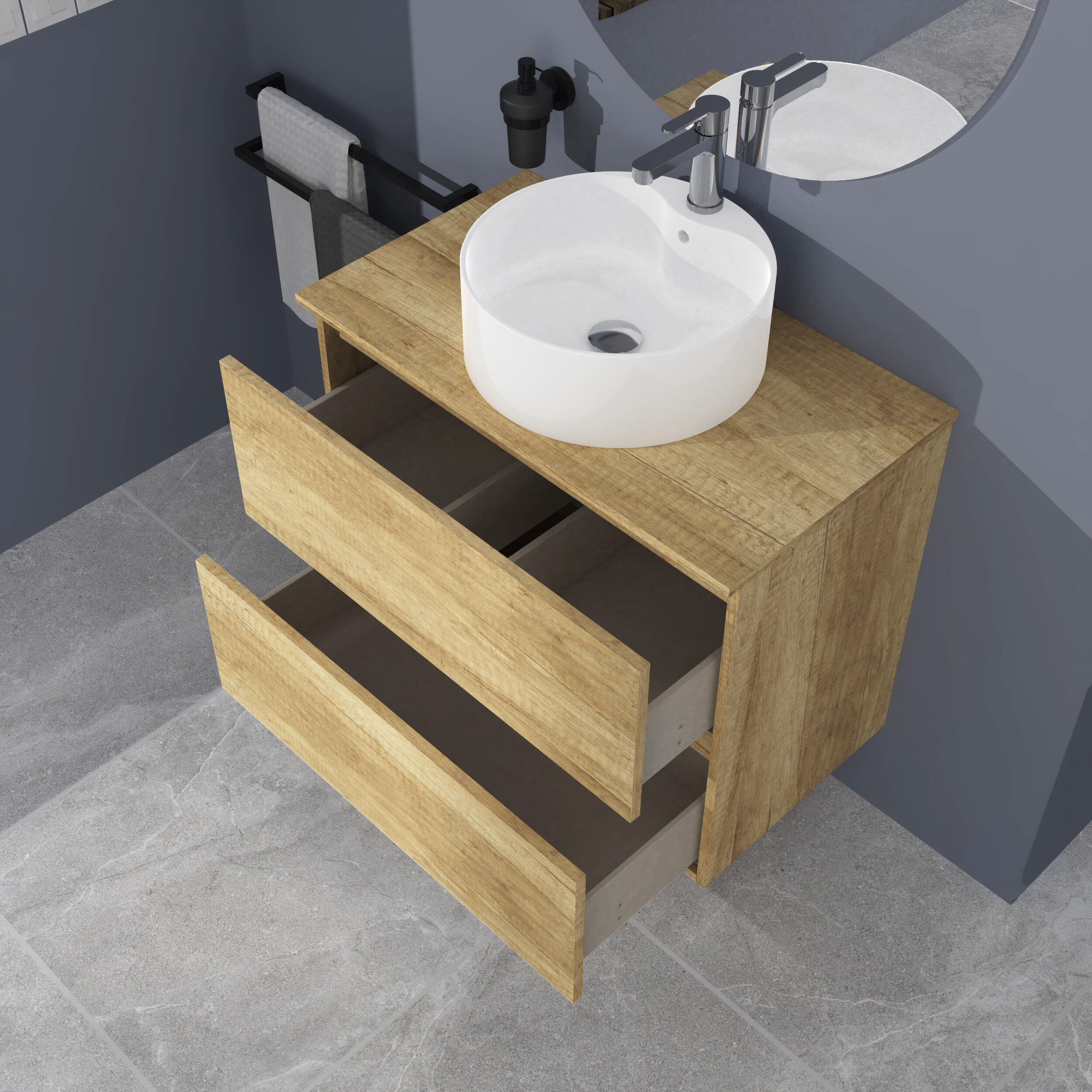 Mueble de baño con lavabo Clara ROBLE 80x46 cm - 5