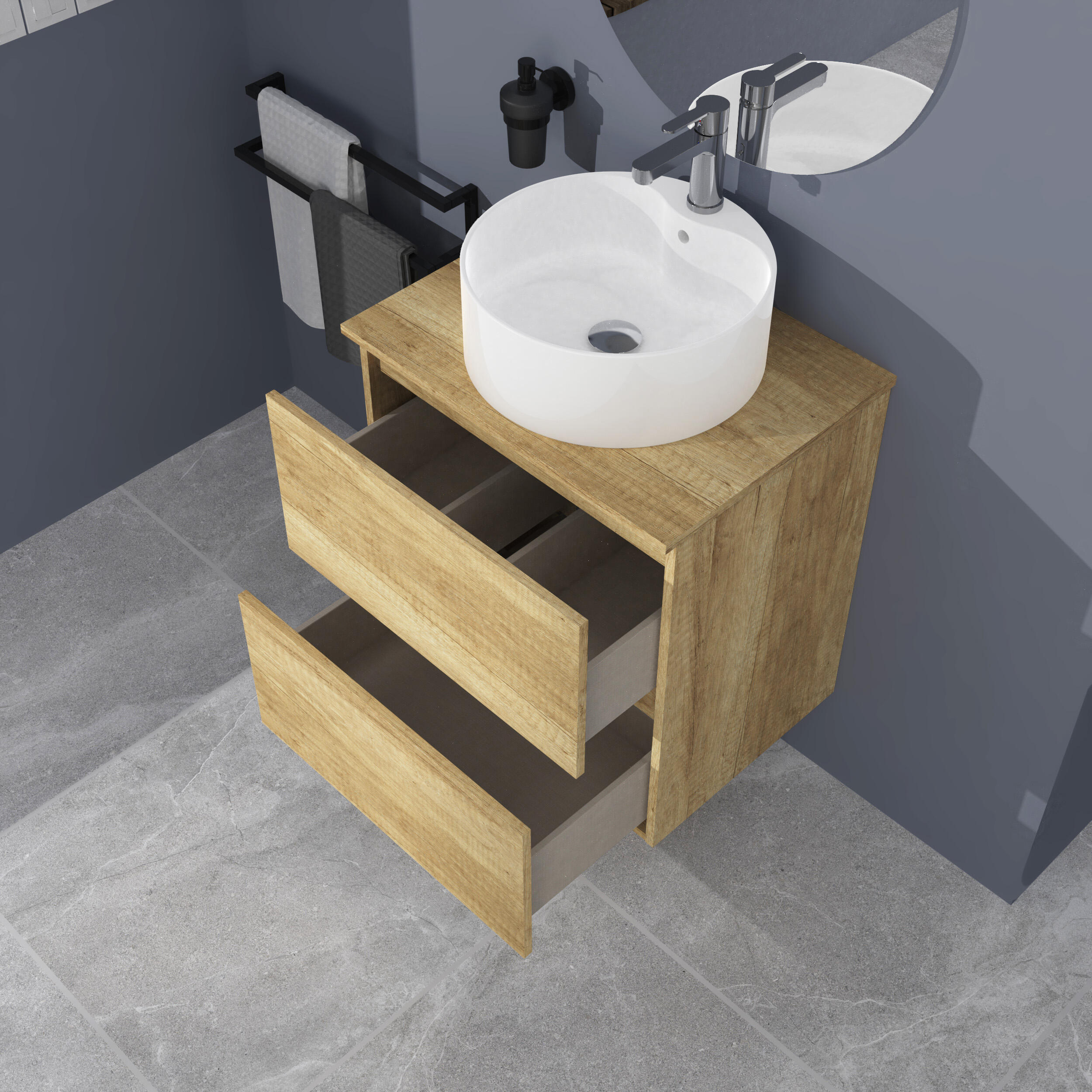 Mueble de baño con lavabo Clara roble 60x46 cm - 5
