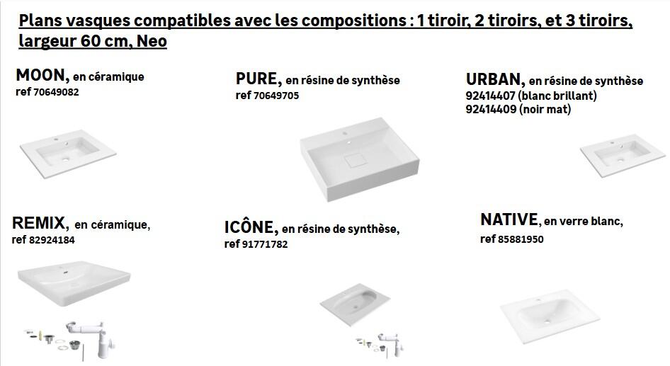 Meuble sous-vasque 2t L.60cm x H.64cm x P.48cm effet chêne miel Neo line - 7