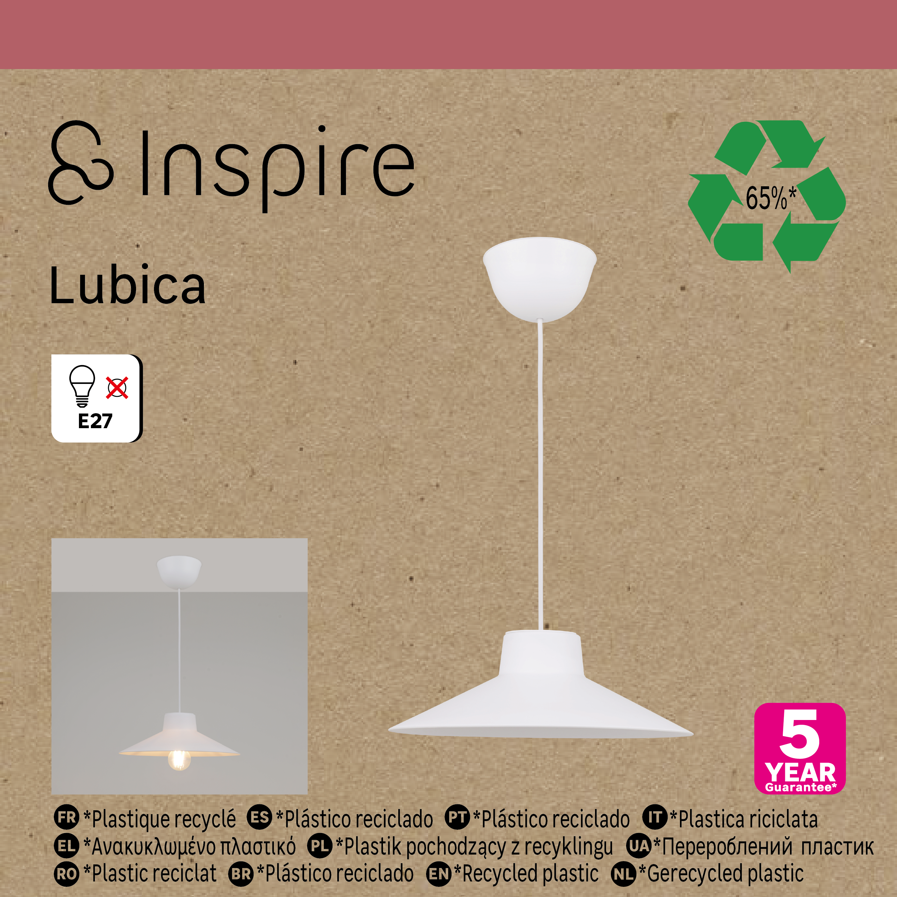 Suspension Lubica polypropylène, blanc, Diam.32 cm INSPIRE, E27 - 9