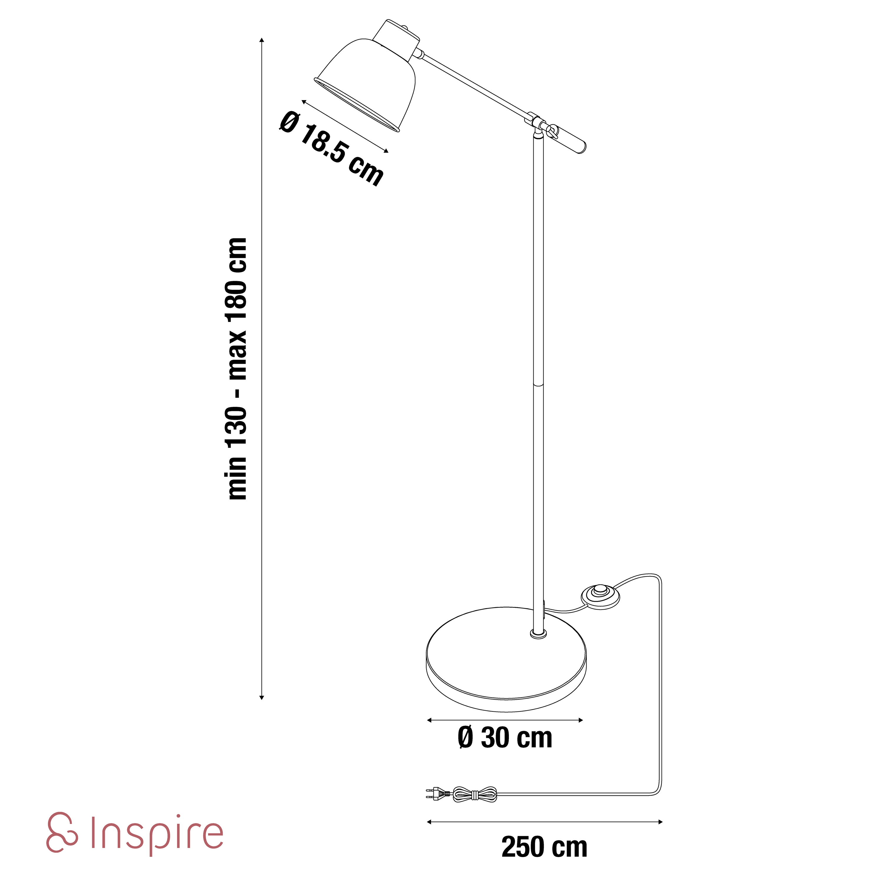 Lampa podłogowa Melga chrom E27 180 cm Inspire - 4