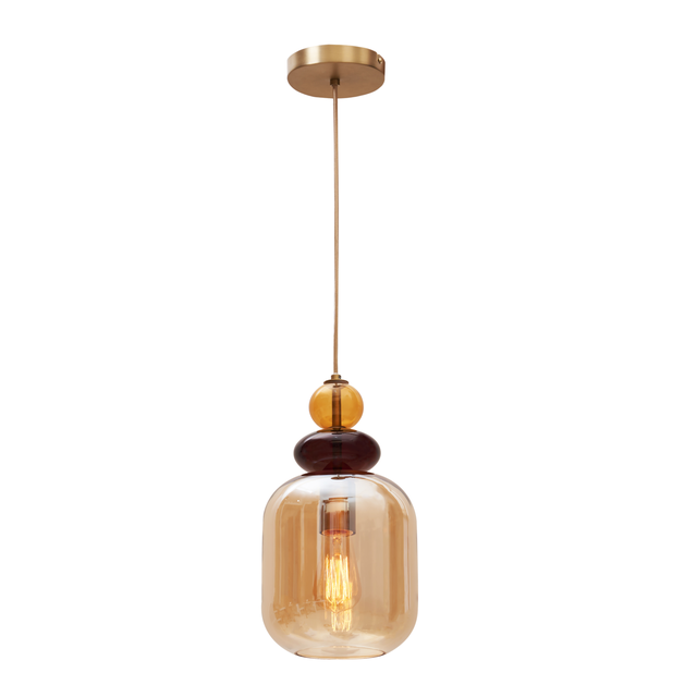 Suspension Clarissa verre, ambre, Diam.19 cm INSPIRE, E27