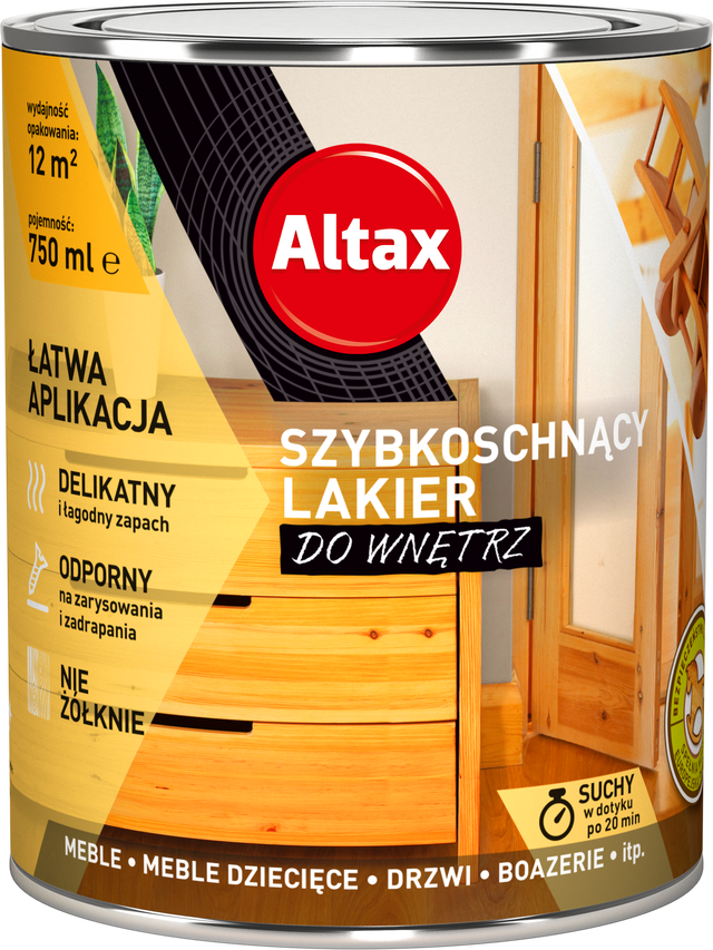 Lakier SZYBKOSCHNĄCY DO WNĘTRZ 0.75 l Bezbarwny Półmat ALTAX